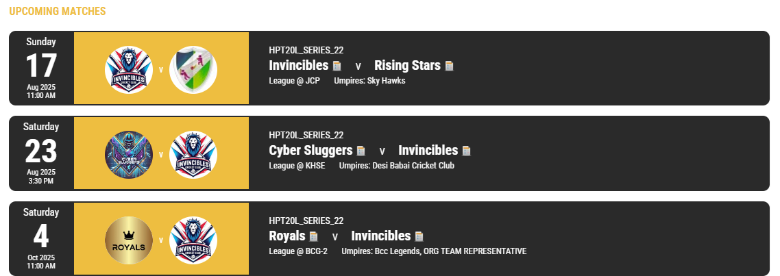 HPTL SEASON 22 SCHEDULE