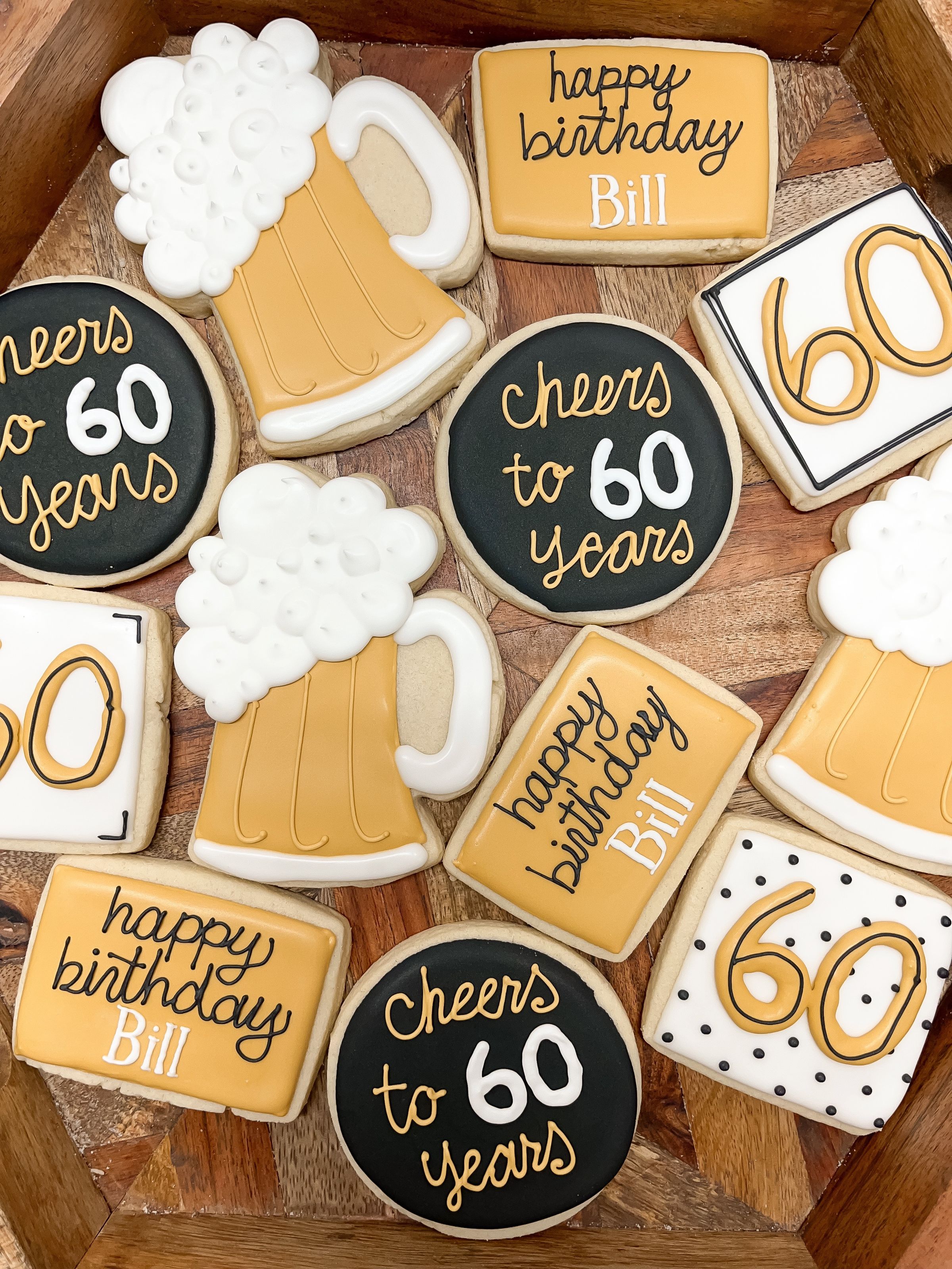 Beer themed 60th birthday cookies