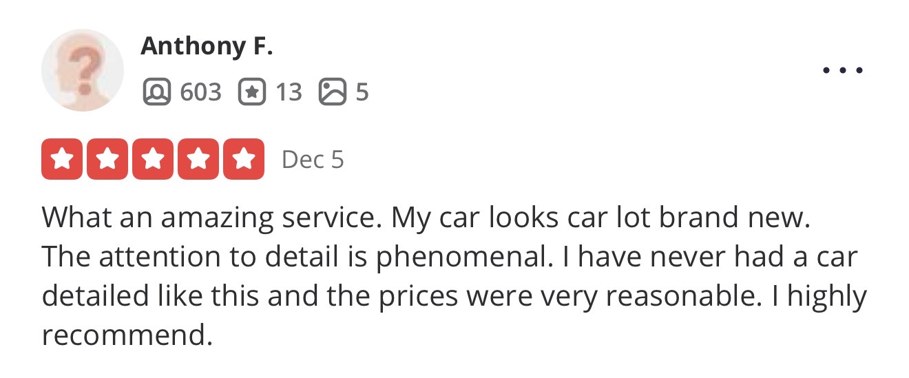 Services received: Gold Package