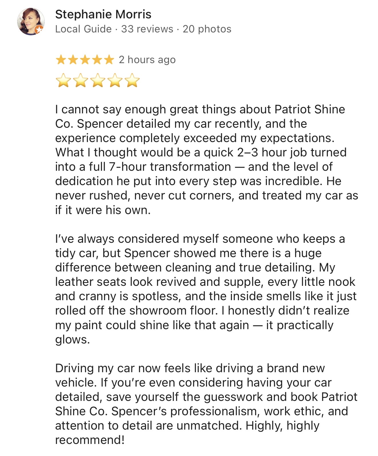 Services received: Gold Package 