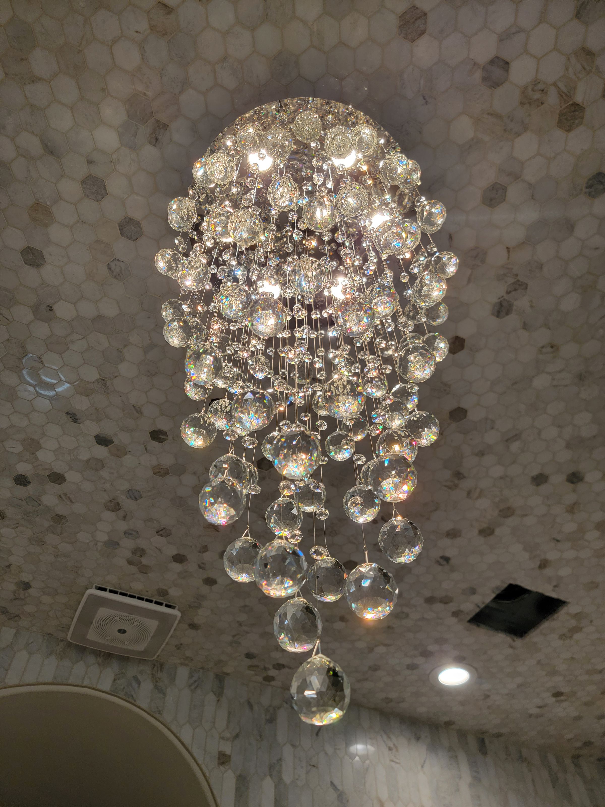 Bathroom chandelier.