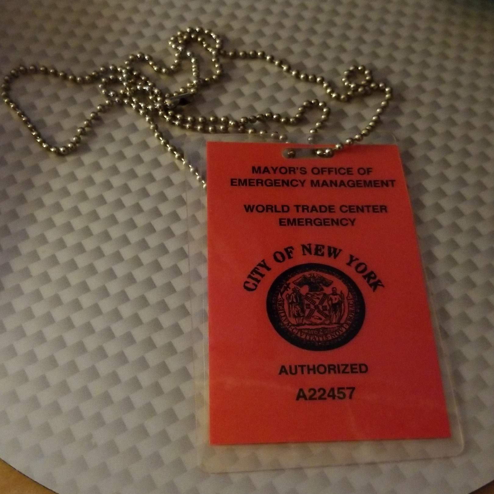 NYC Ground Zero Volunteer Badge.