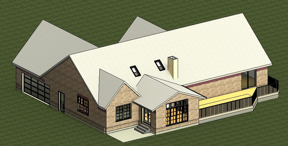 Rear addition with deck and patio.