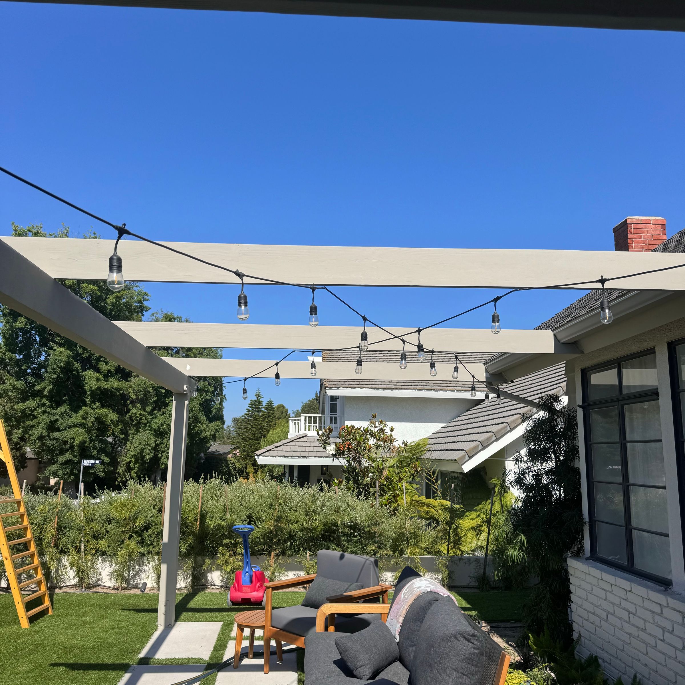 Pergola Installation with Outdoor Lighting