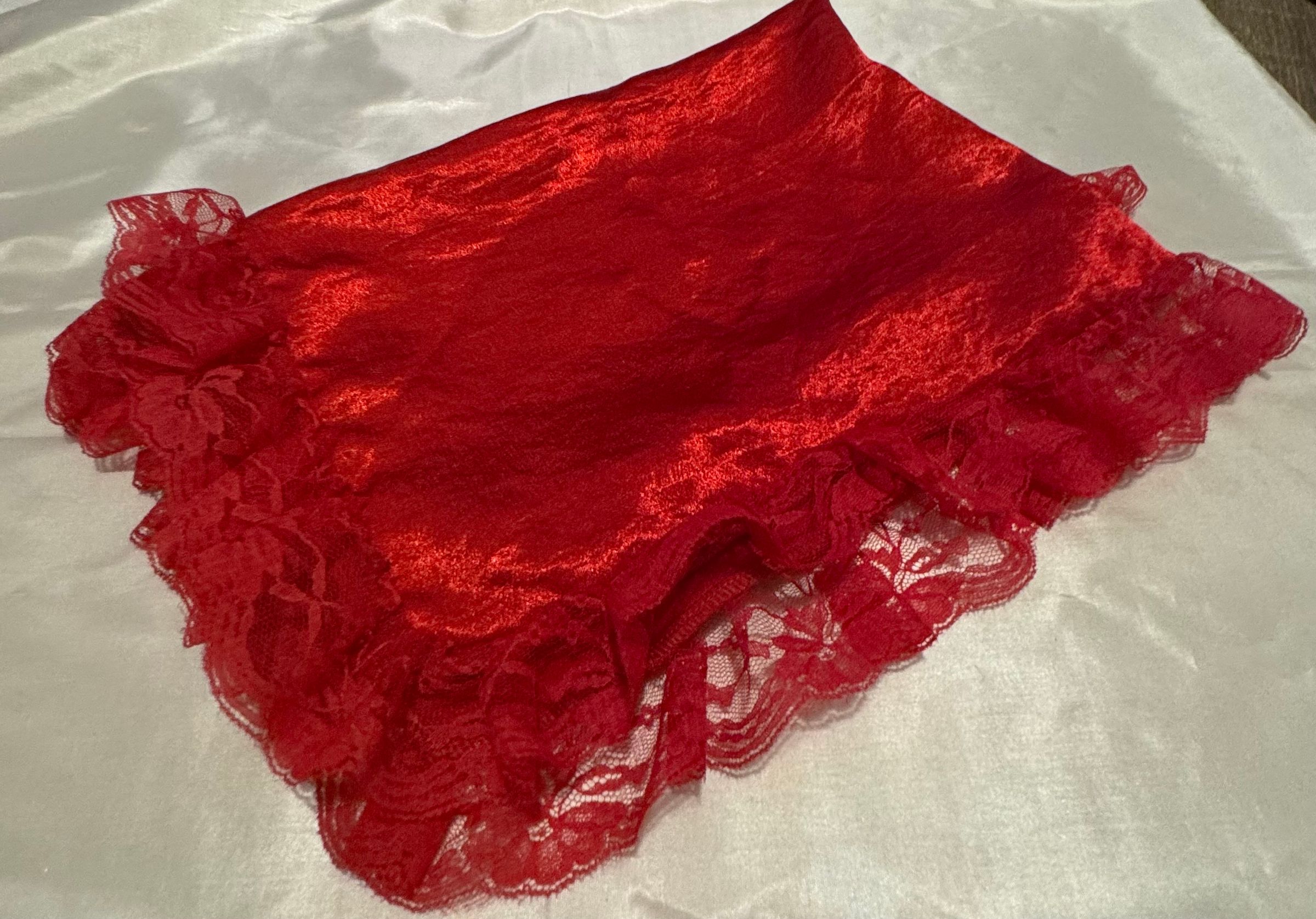 Red Scarf With Red Ruffle Trim