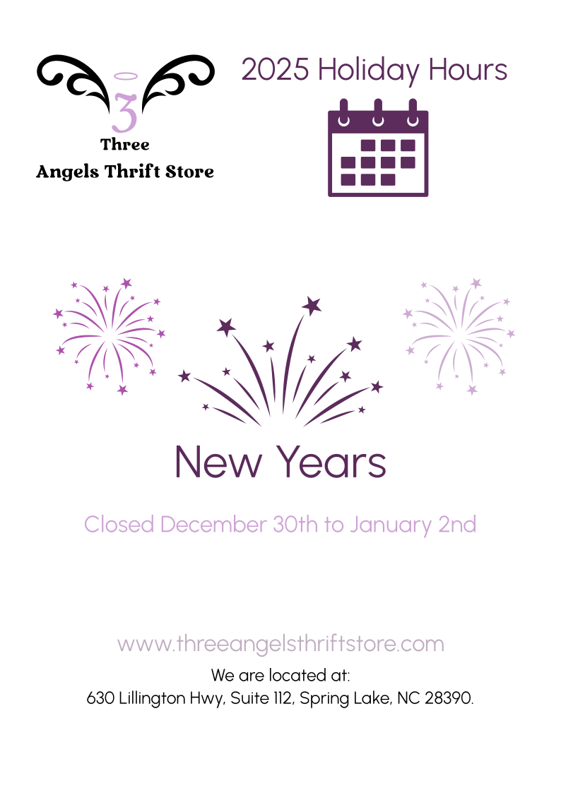 Three Angels Thrift Store Holiday Announcements