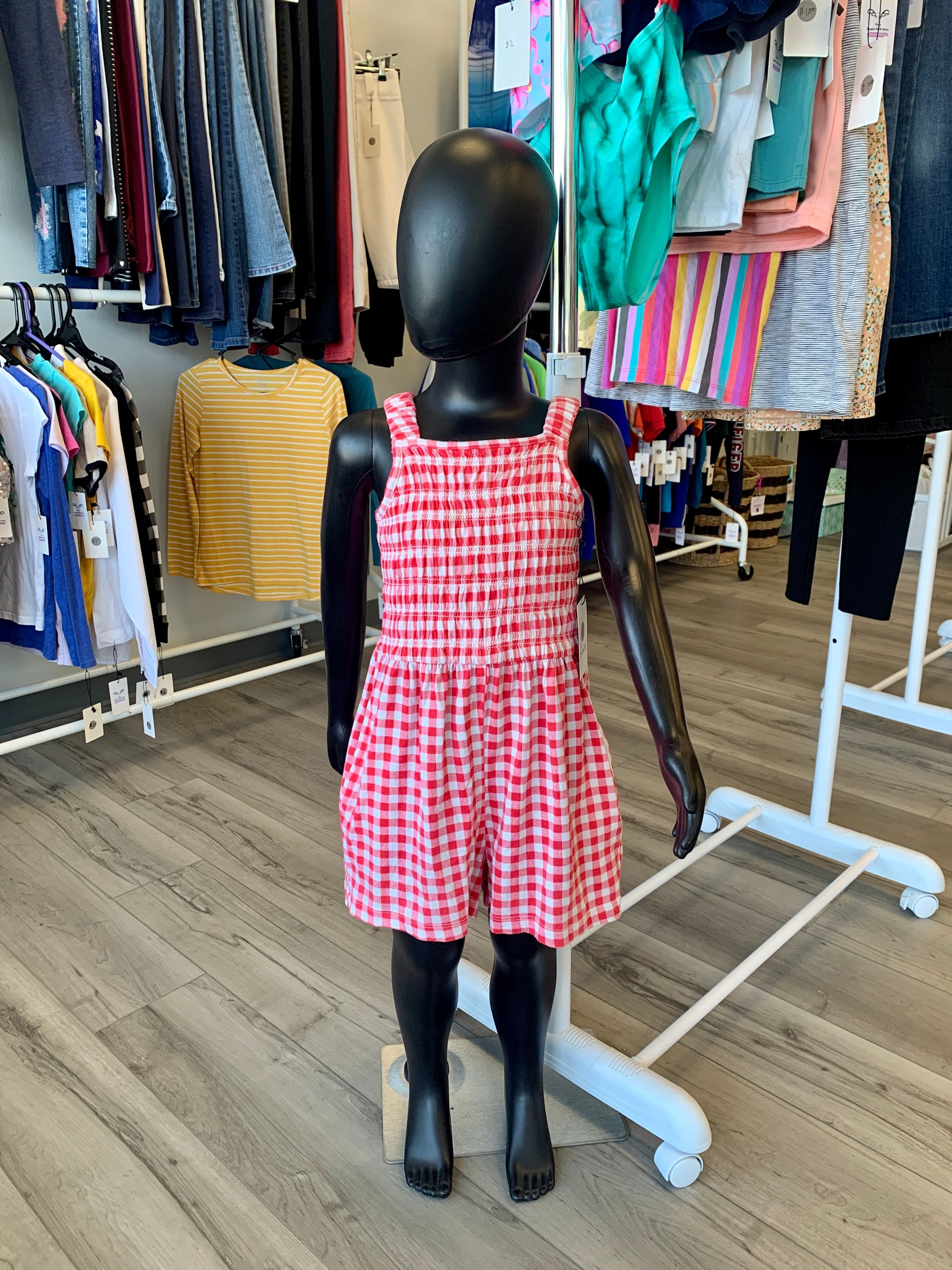 Gingham Print Girl's Romper