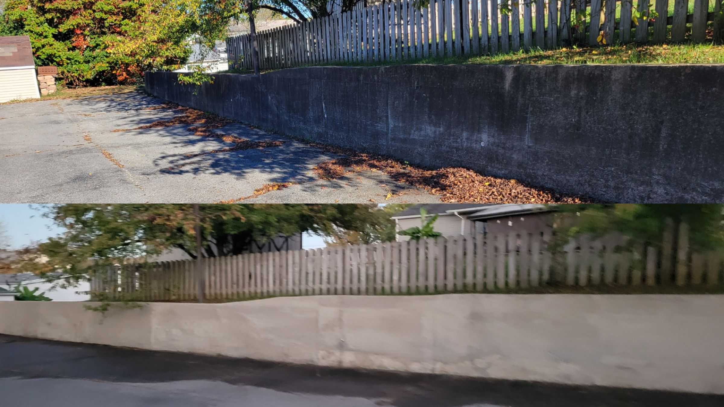 Pressure Washing service used to clean concrete retaining wall