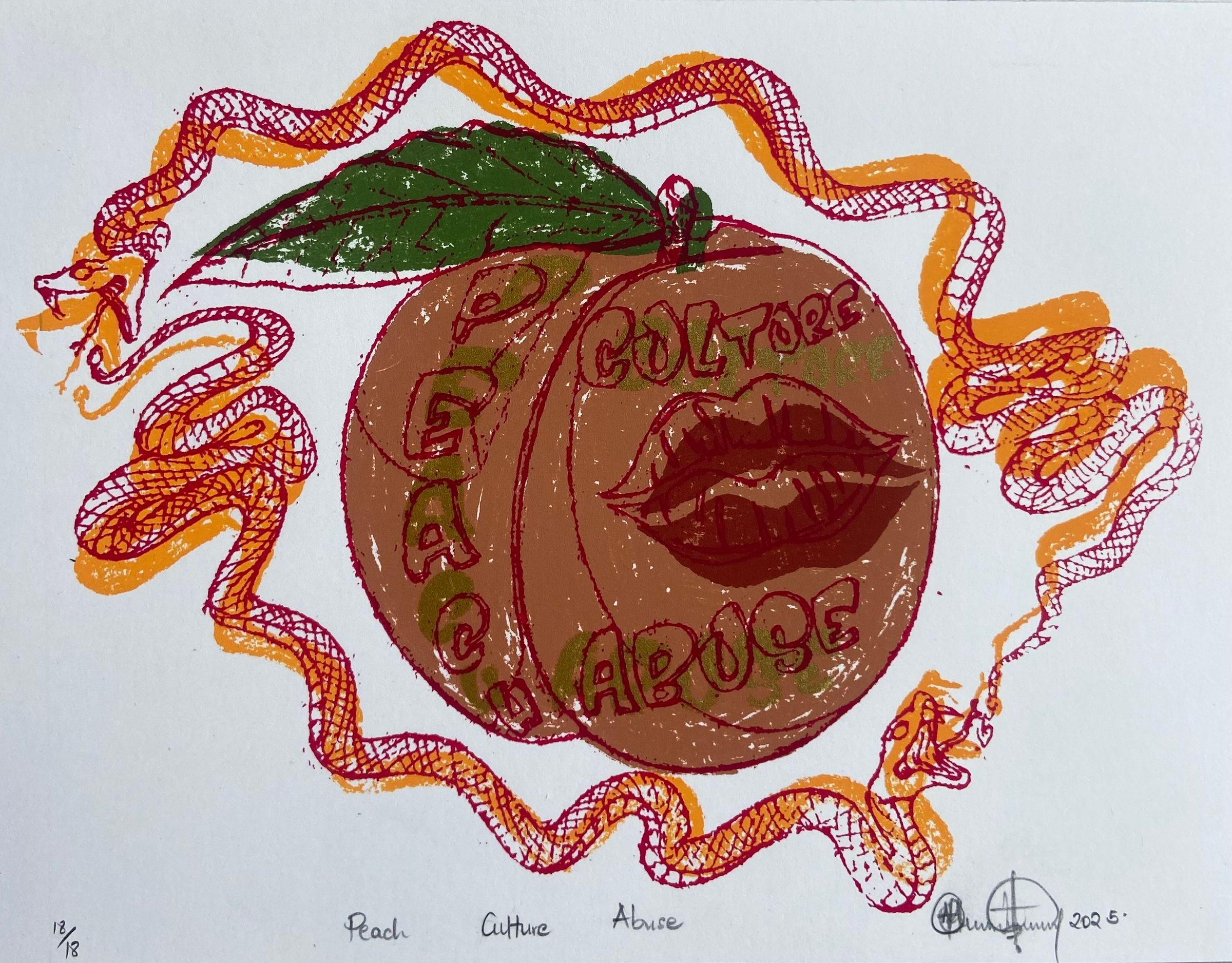 Peach Culture Abuse Screen Print