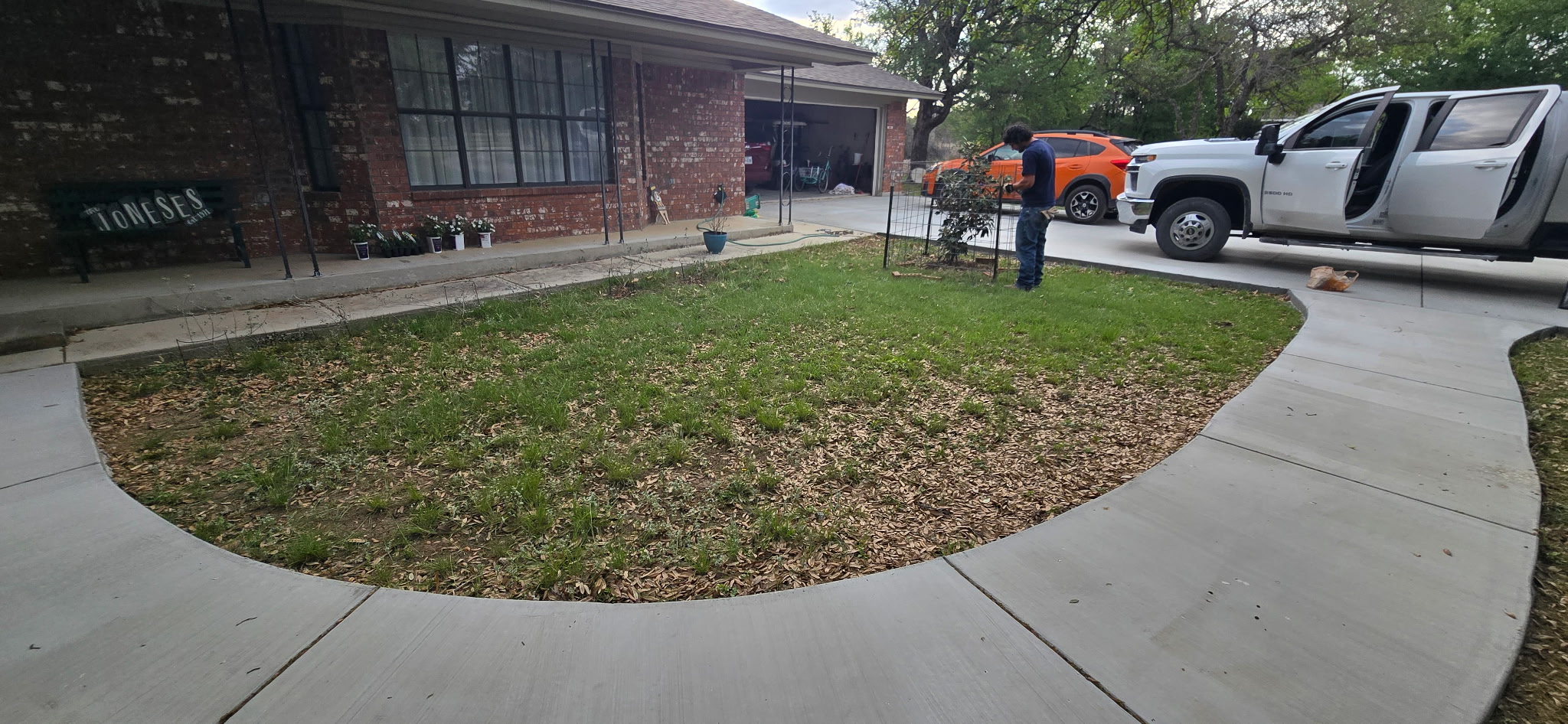Before: uneven yard with poor ground conditions