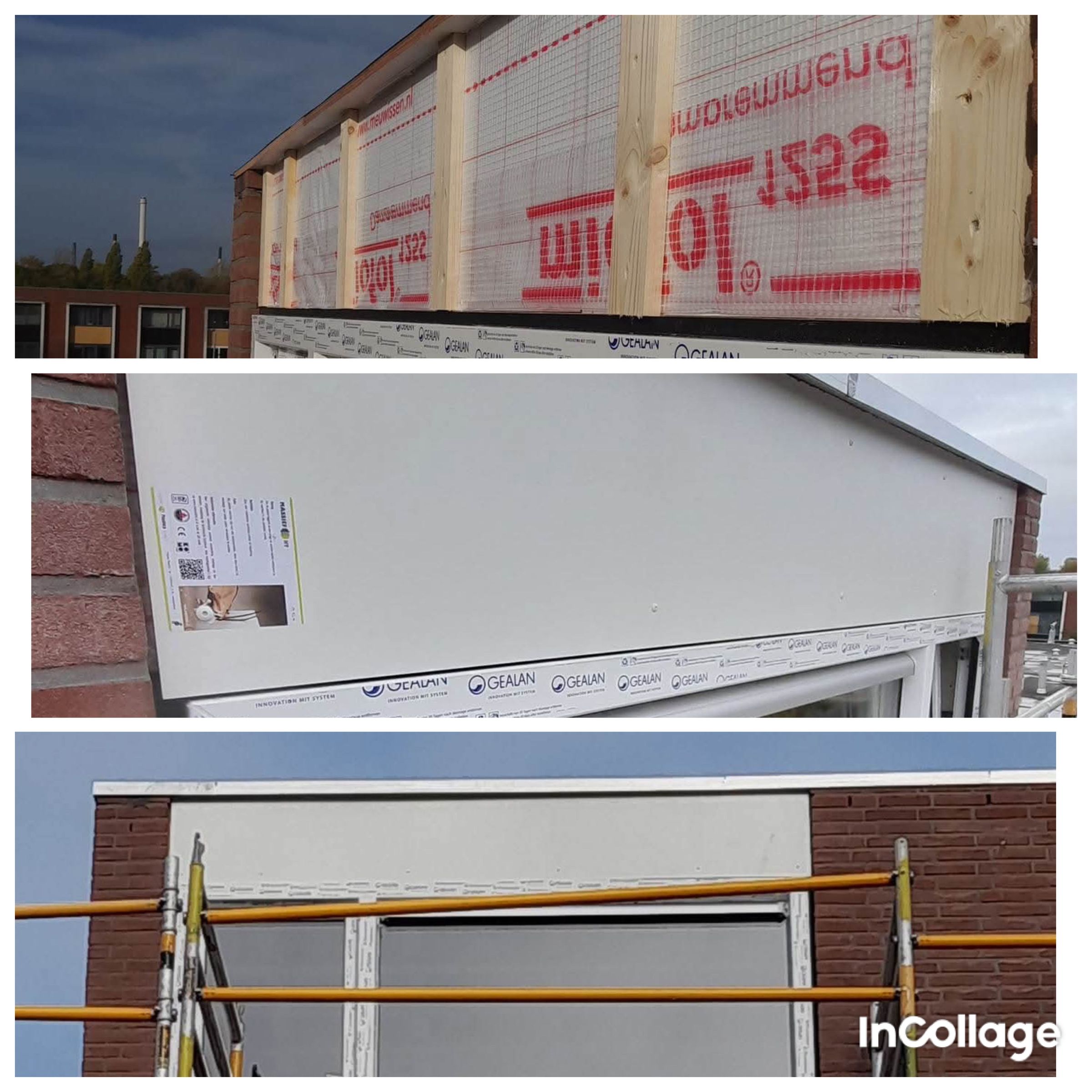 Repair of leak in the roof, removal of old insulation, making new insulation, closing with trespa board