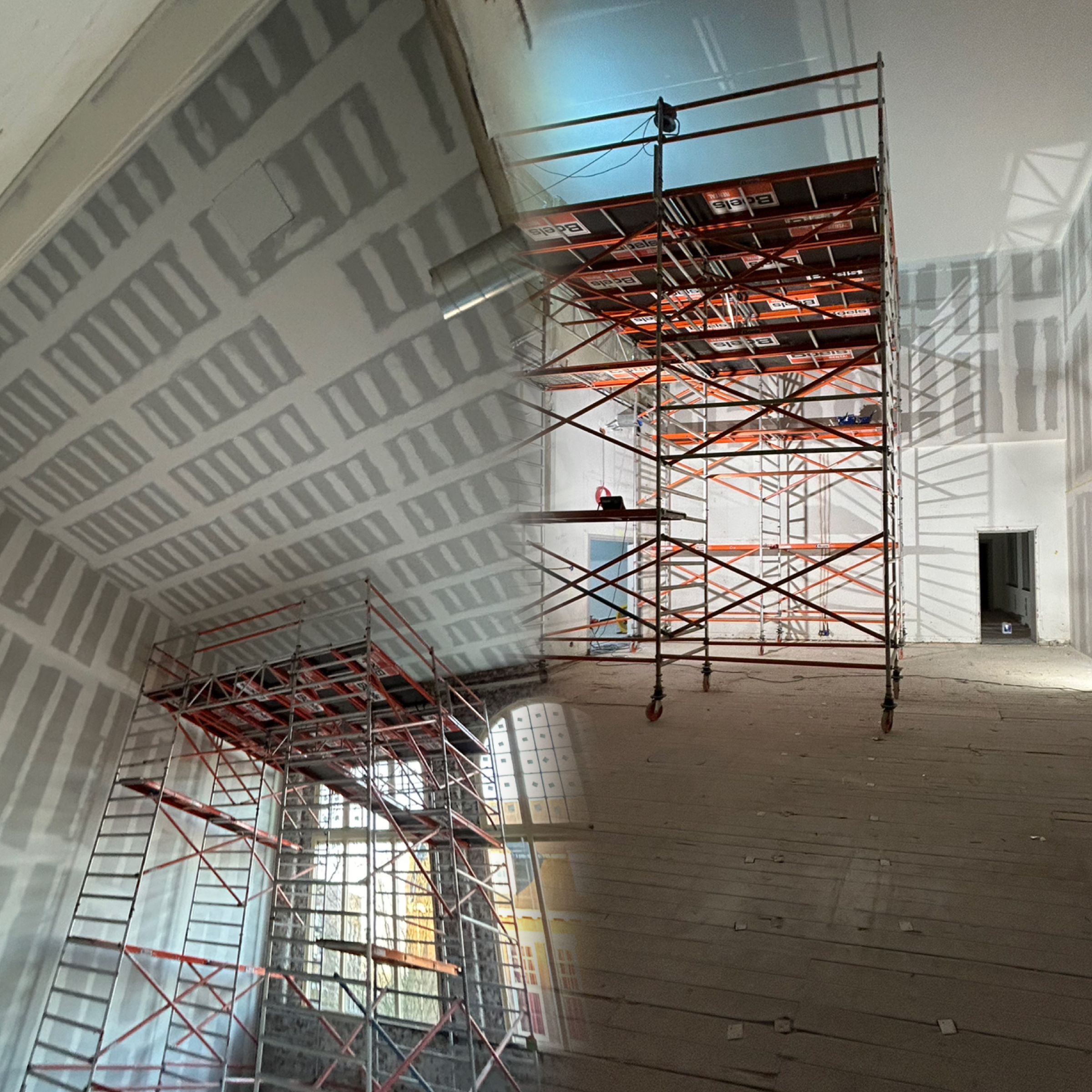 painting the ceiling in the delft library