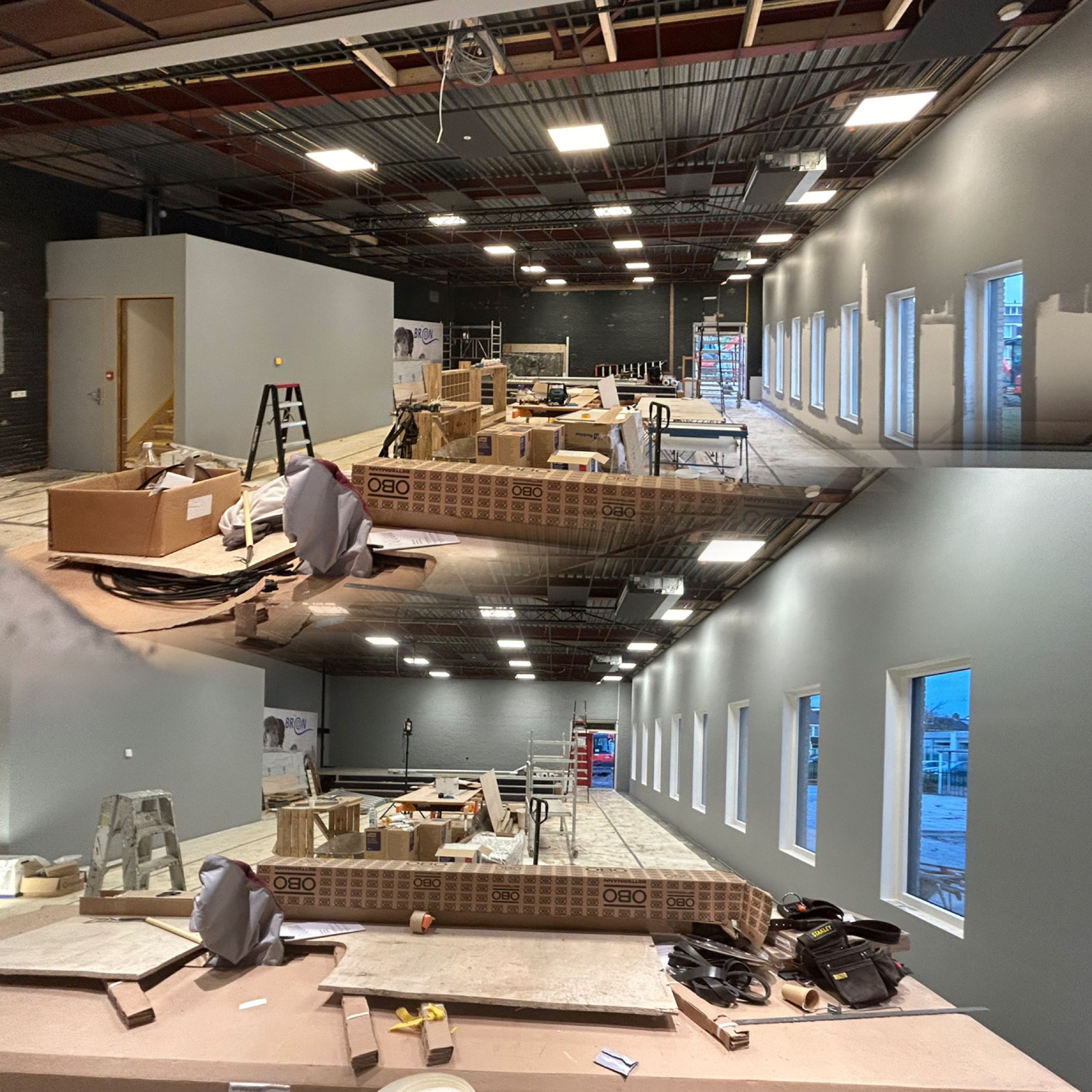 Painting a school in rotterdam in grey with alcoves in white and several interior rooms with rar 9010 sigma paint at the client's request :)