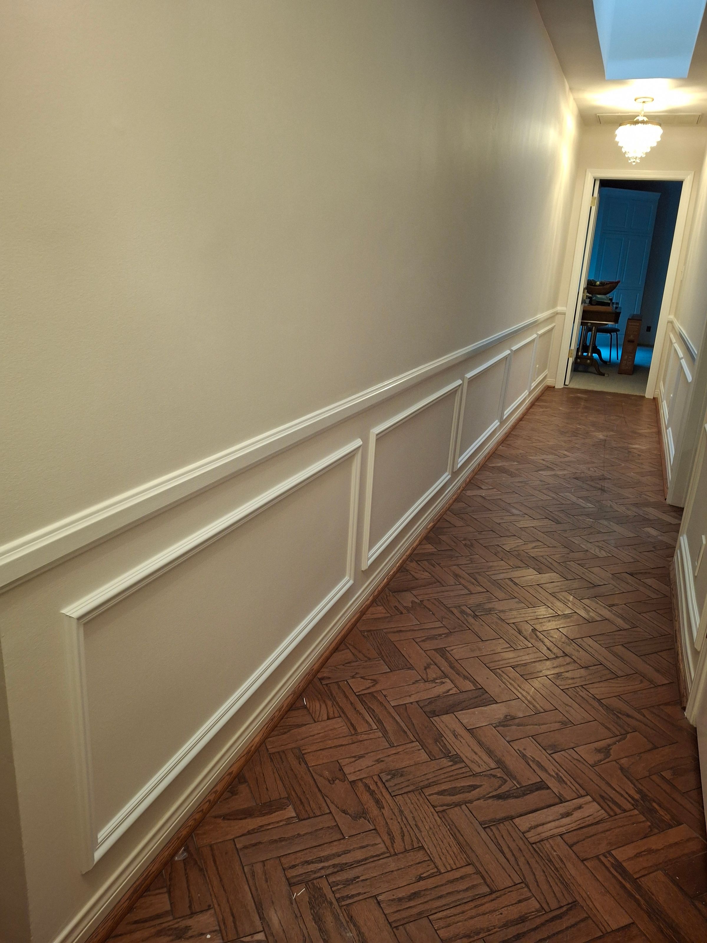 Hallway renovation – wainscoting and trim painting, Los Angeles area