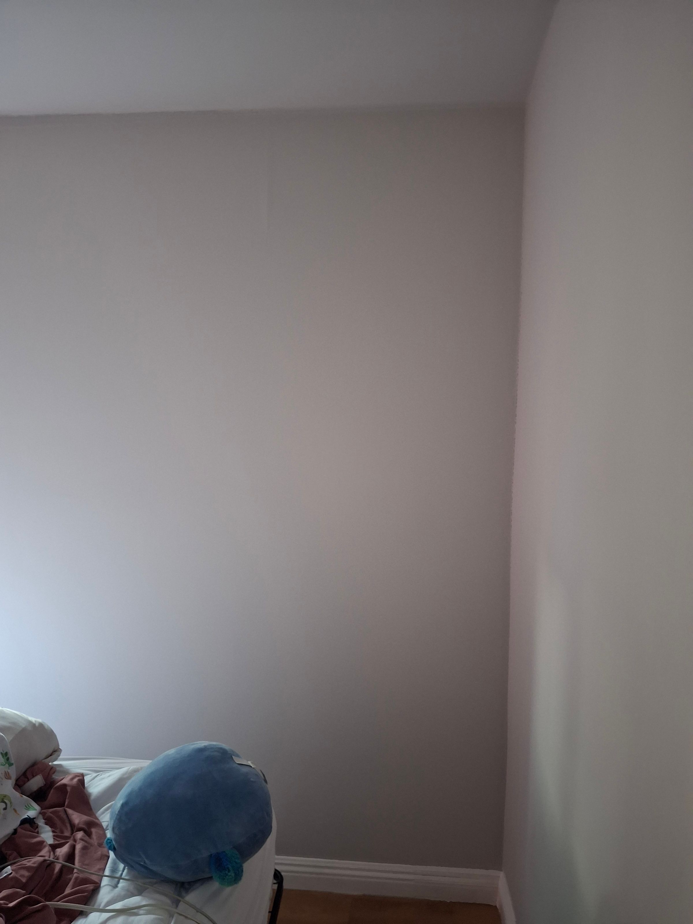 Room repaint progress – neutral color walls and ceiling refinishing