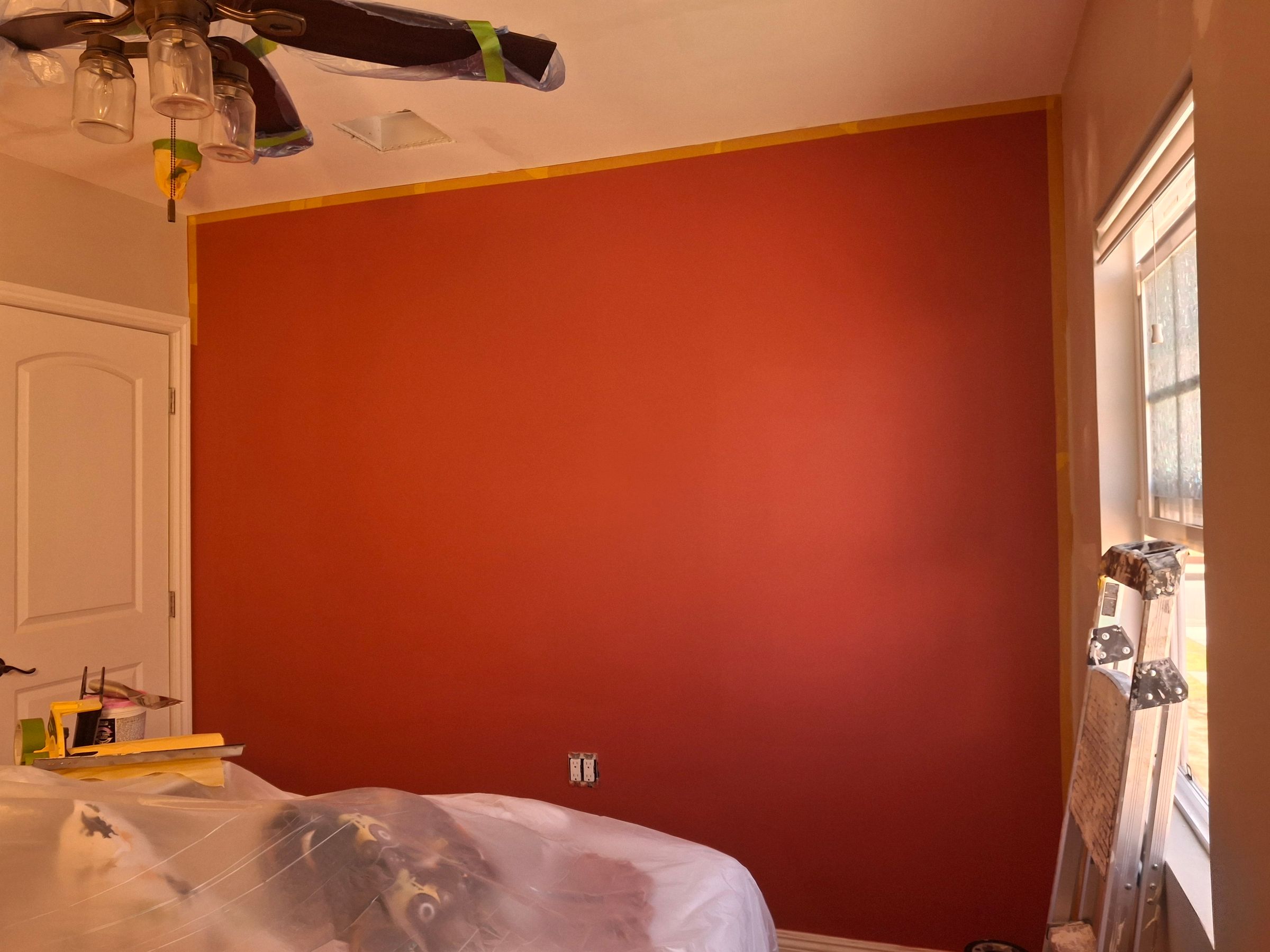 Accent wall painting – warm terracotta color finish, Los Angeles County