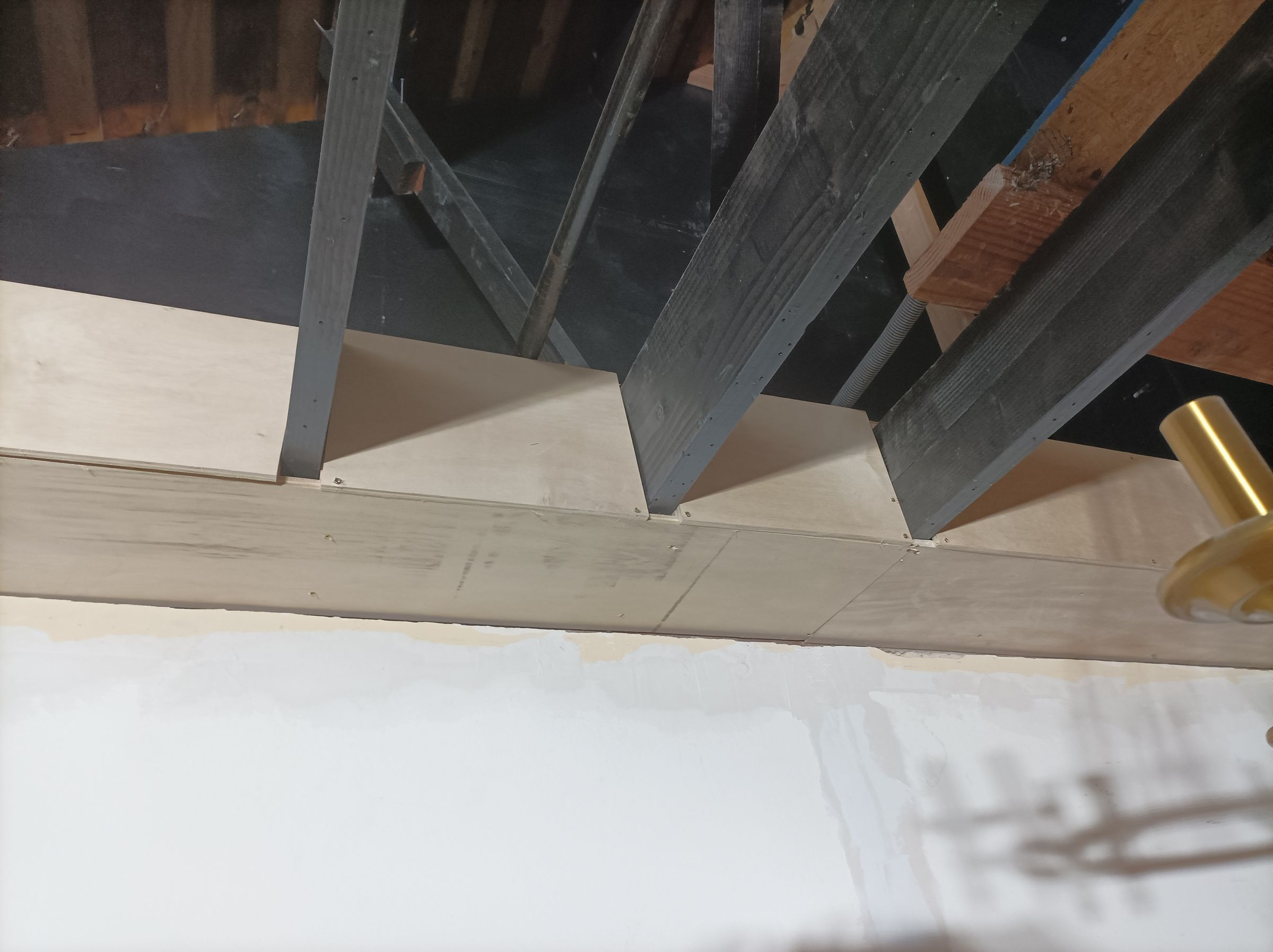 Ceiling restoration – drywall smoothing and priming process