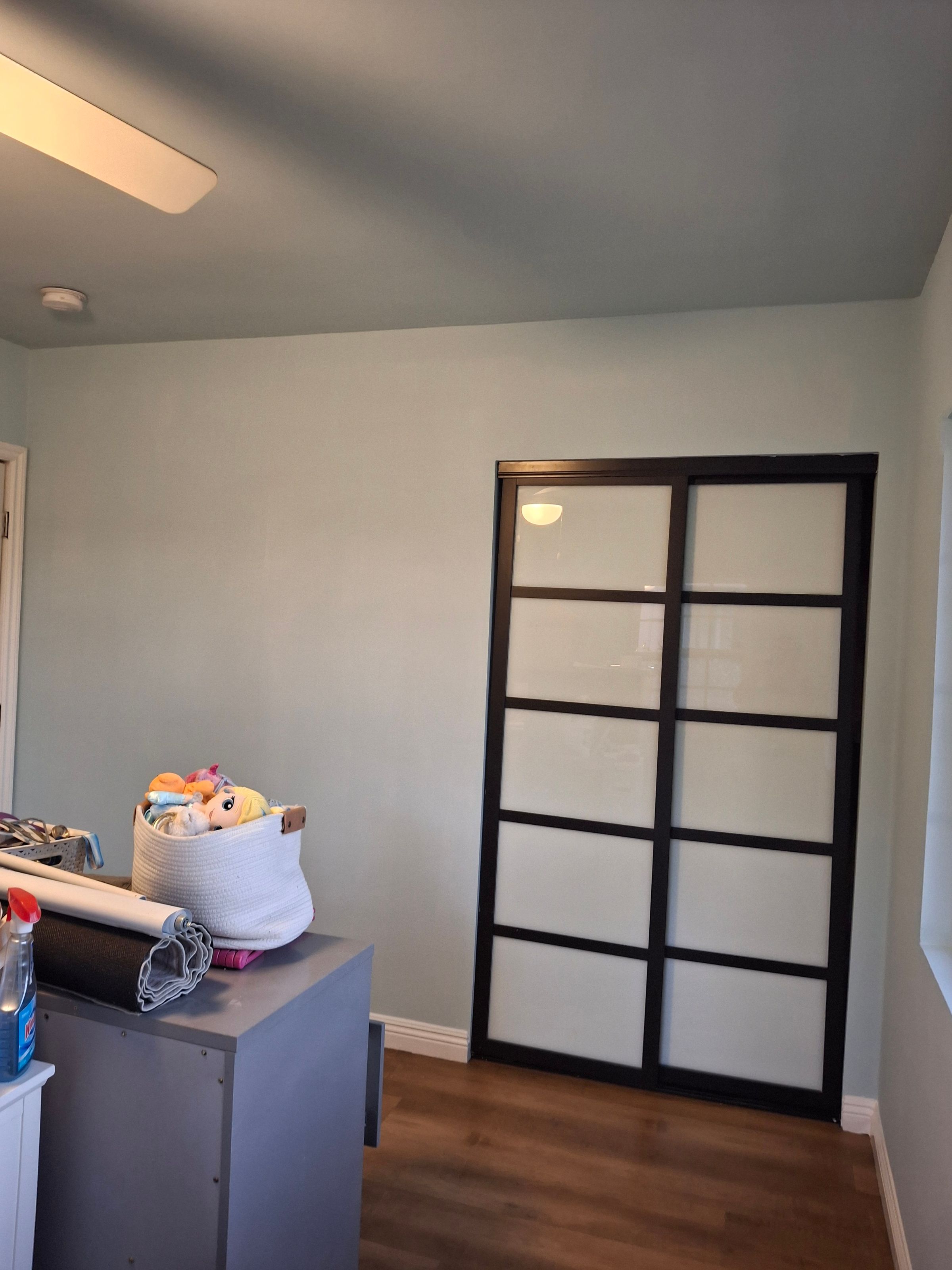 Finished room – neutral walls and black glass doors, Los Angeles County