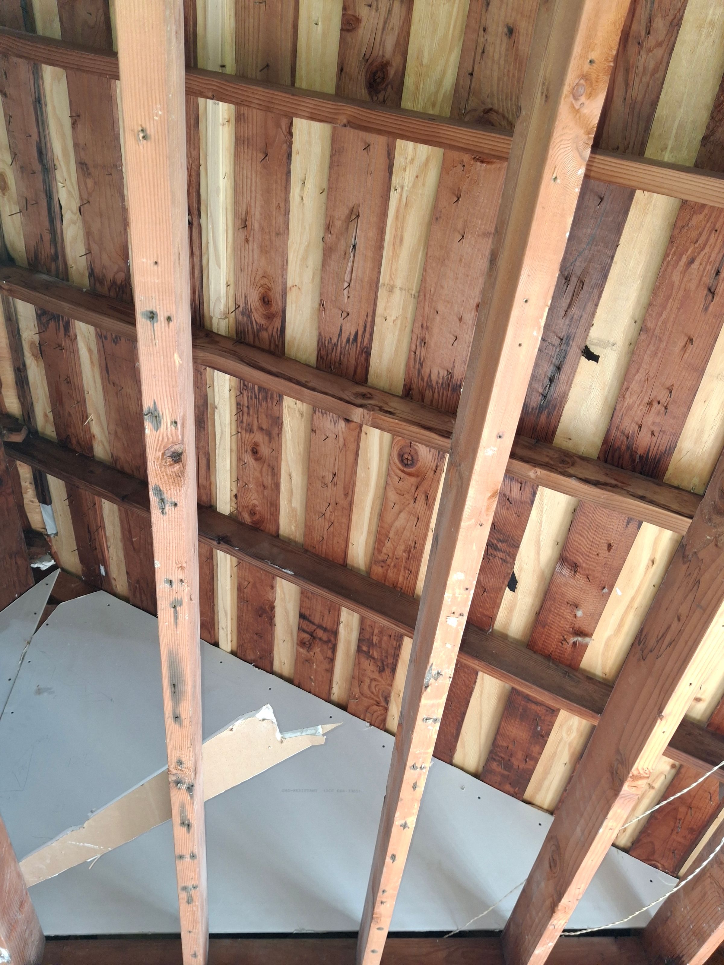 Ceiling framing – wood beam installation and repair work