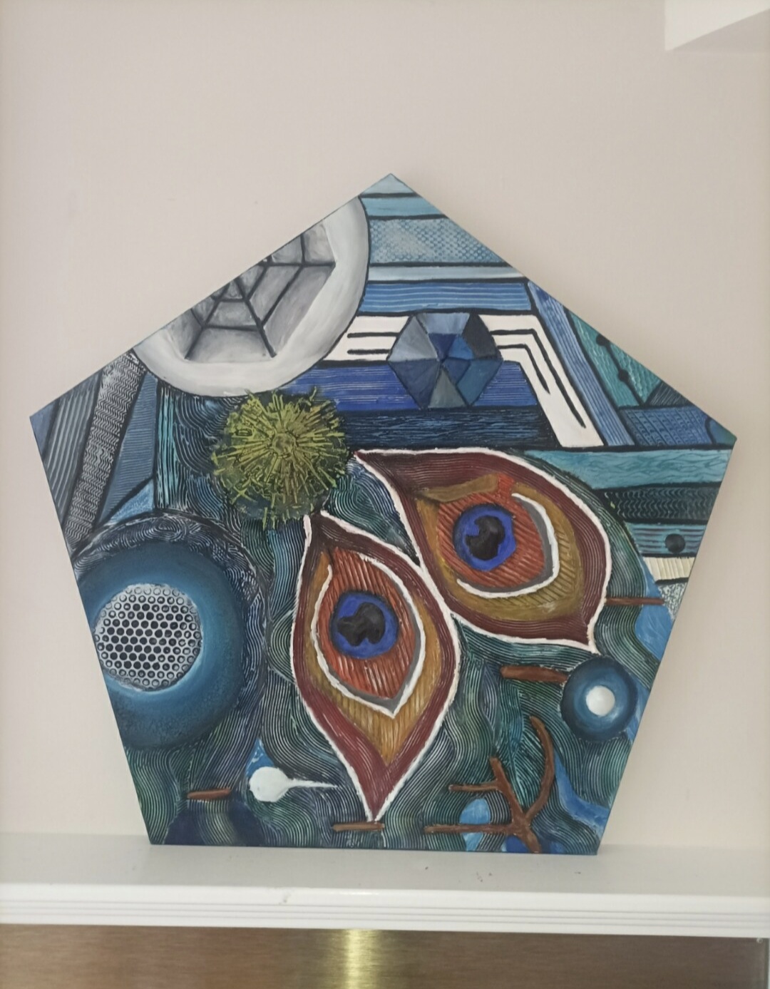 Abstract geometric wall decor – colorful handmade painting