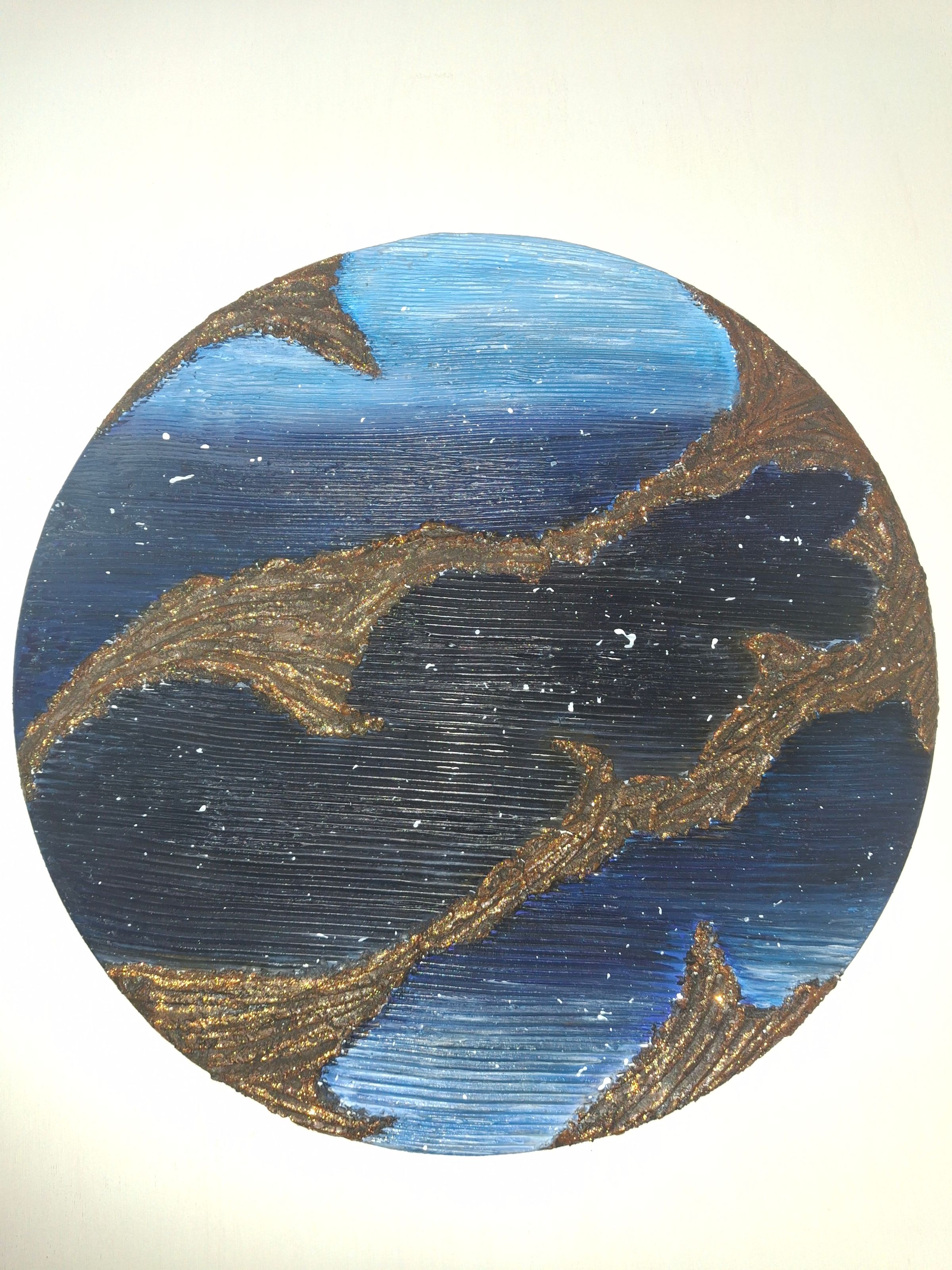 Circular mixed media art – contemporary wall design piece