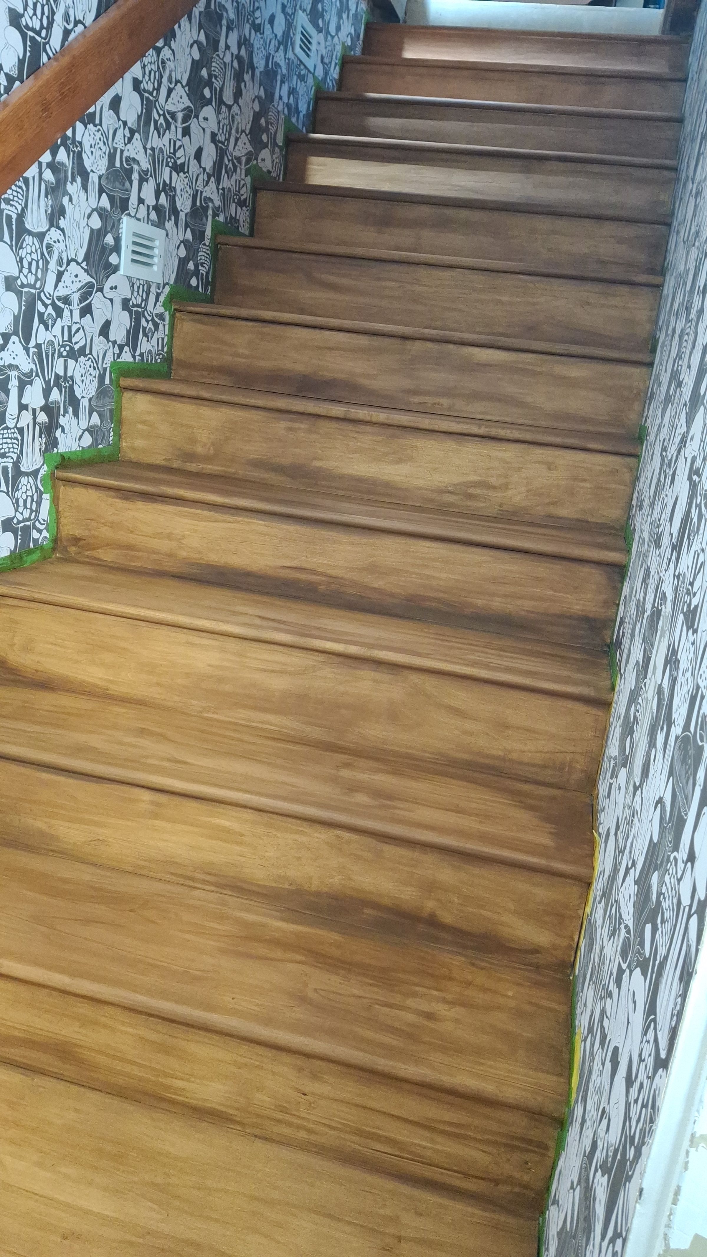 Wood staircase refinishing – restored steps with smooth finish, Los Angeles County