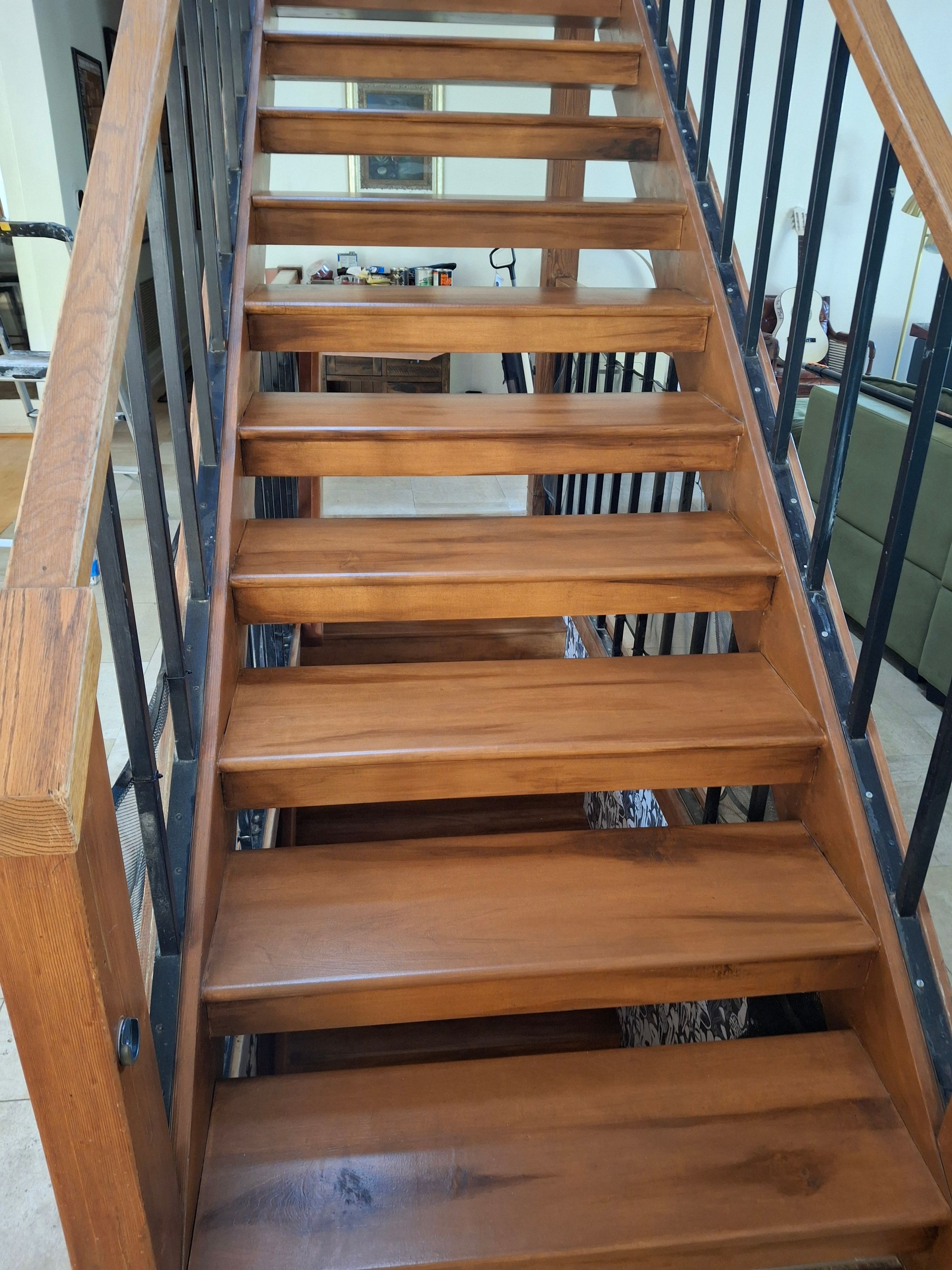 Stair renovation – sanding, staining and finishing process