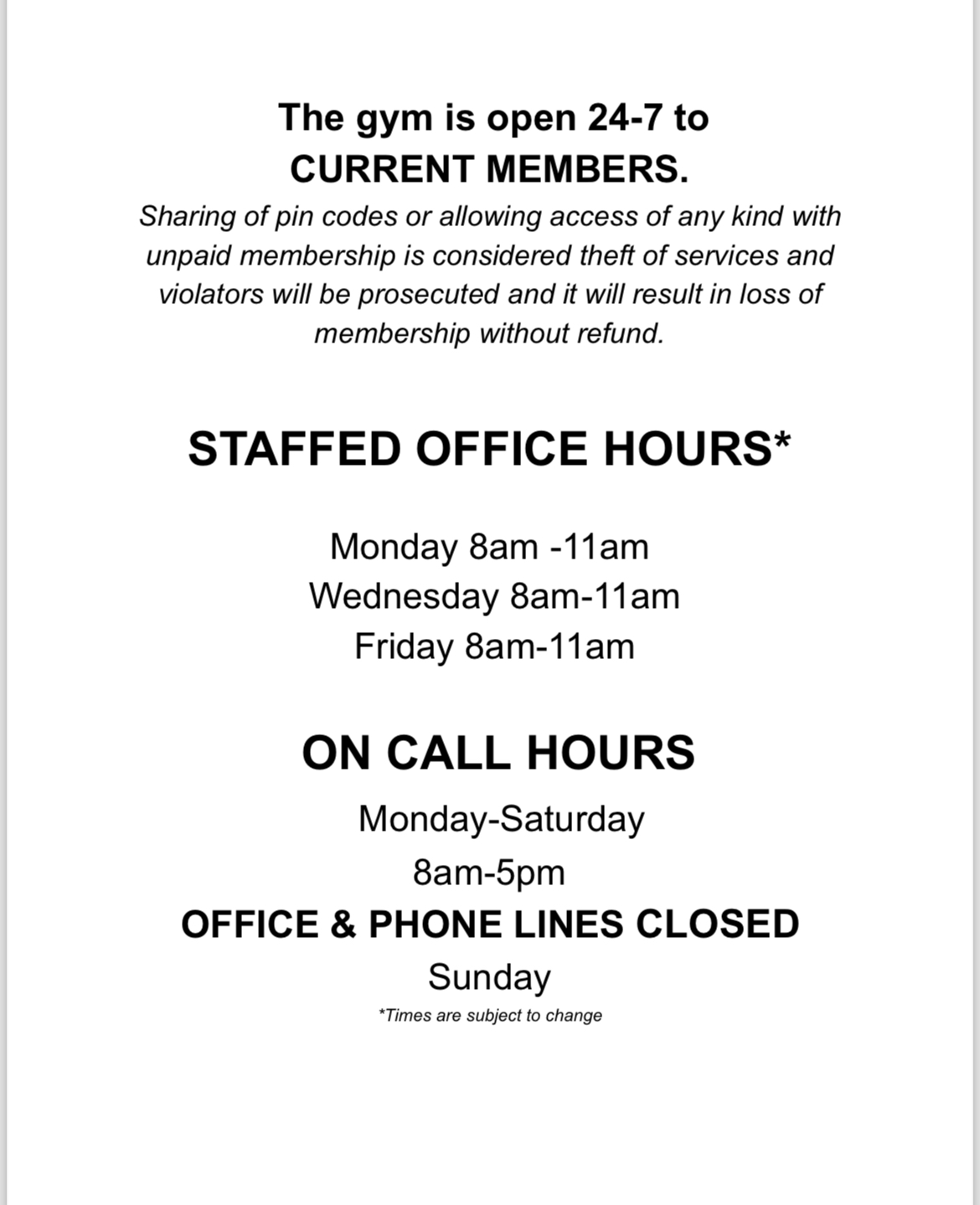 Office operation hours