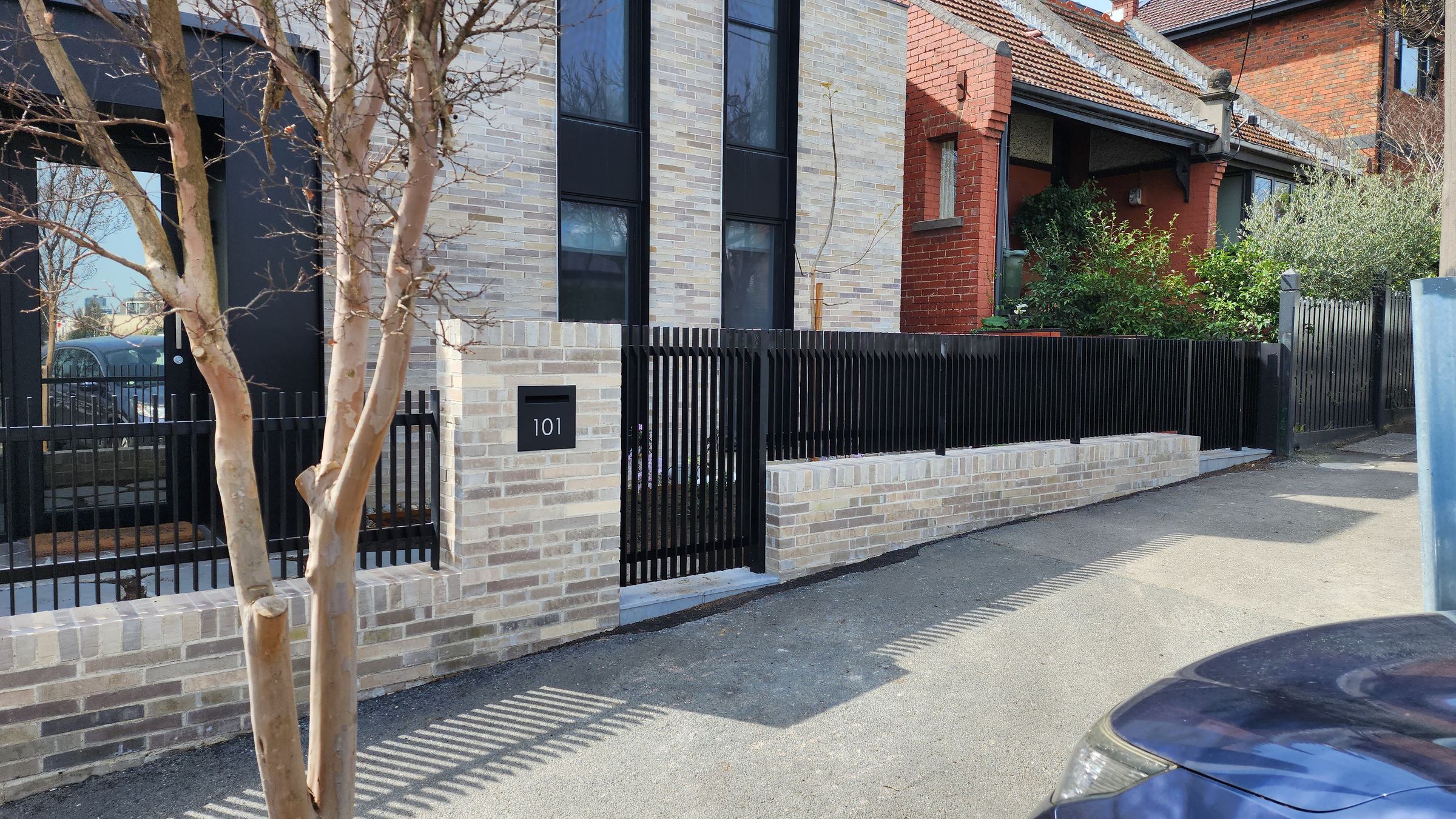 Front fence and pedestrian gate