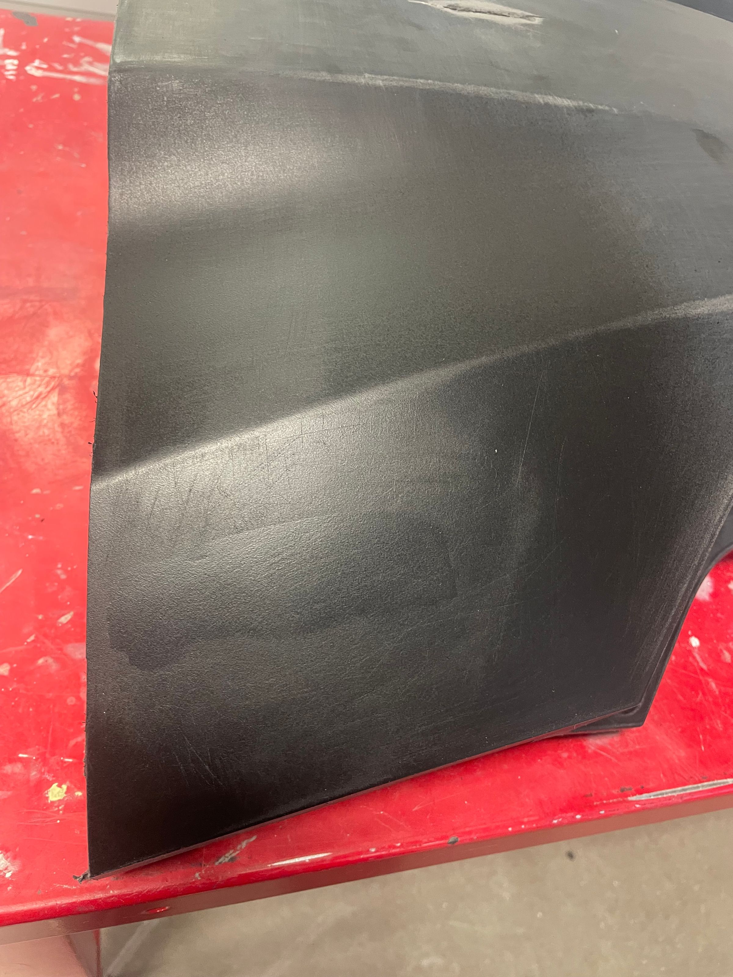 Plastic bumper after welding and sanding