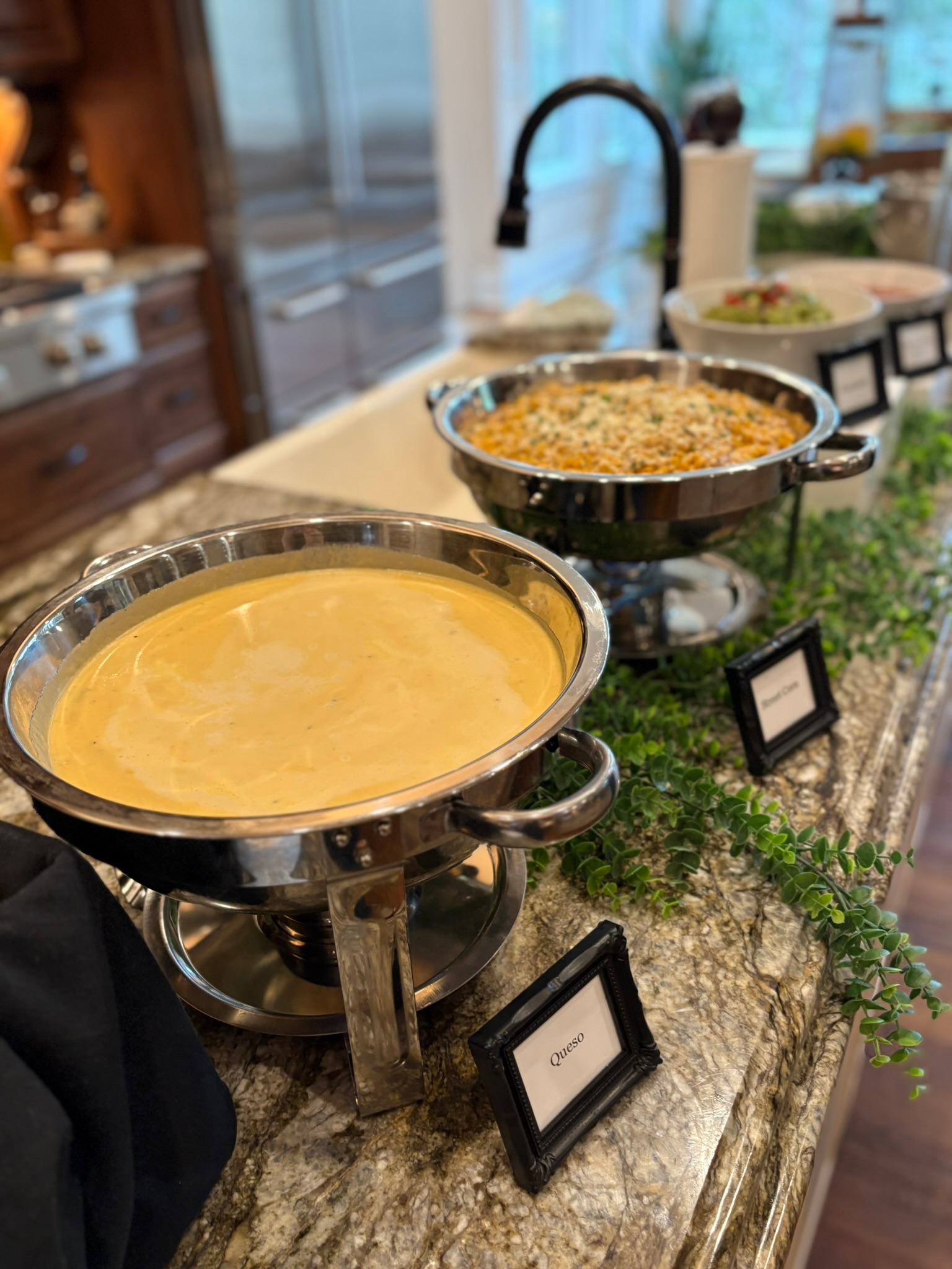 Chip Bar with House Made Queso, Street Corn Dip, Guacamole, and Salsa