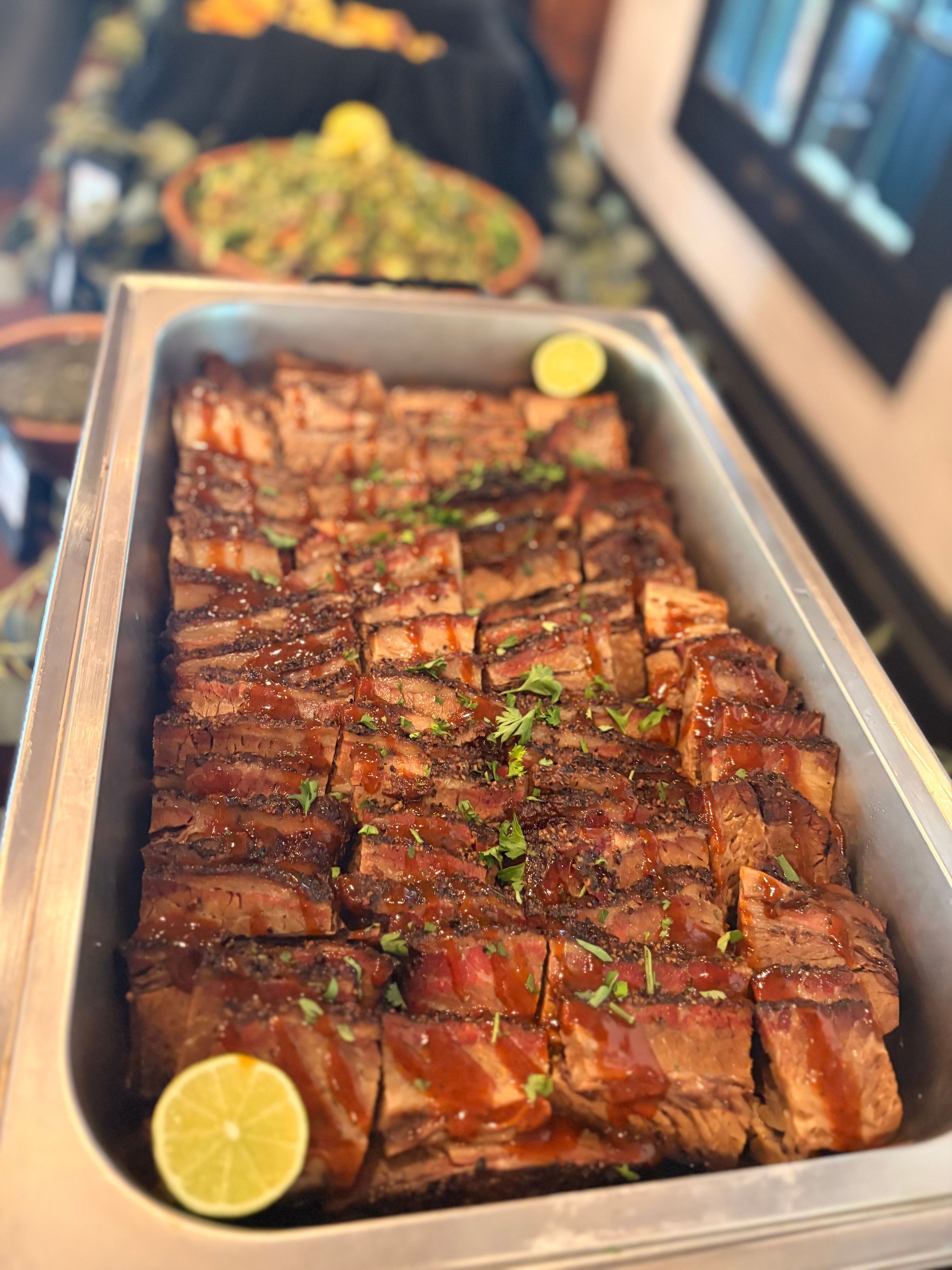 Smoked Beef Brisket with house made Chimichurri and Chipotle BBQ Sauce
