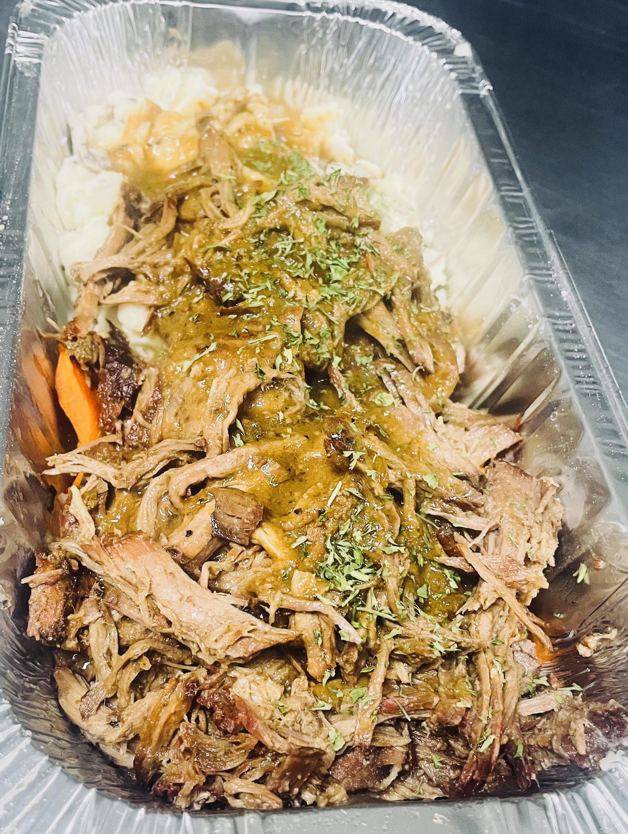 French Onion Roast, Redskin Mash ad Carrots