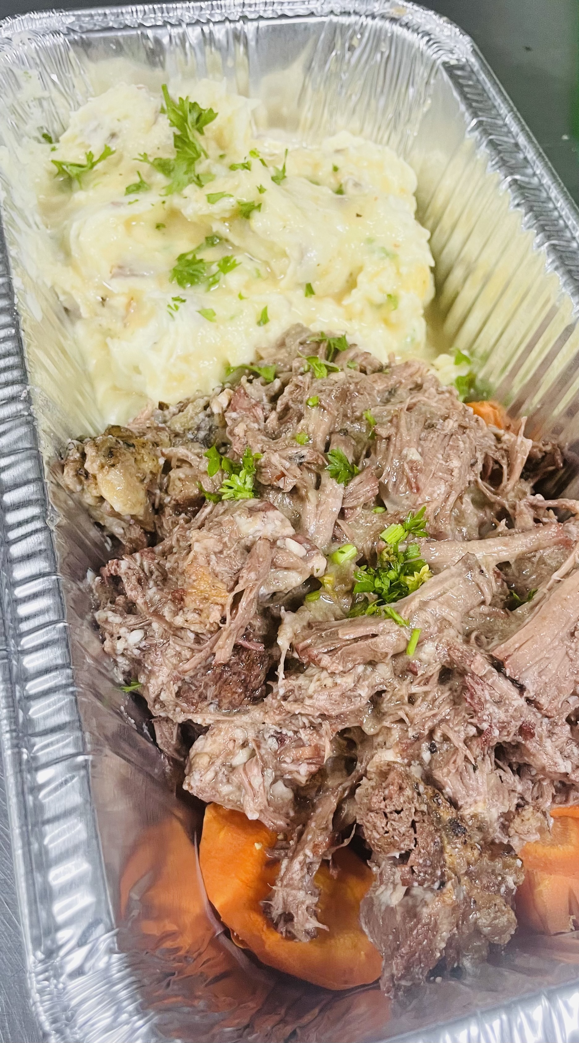 French Onion Roast, Mash, and Carrots
