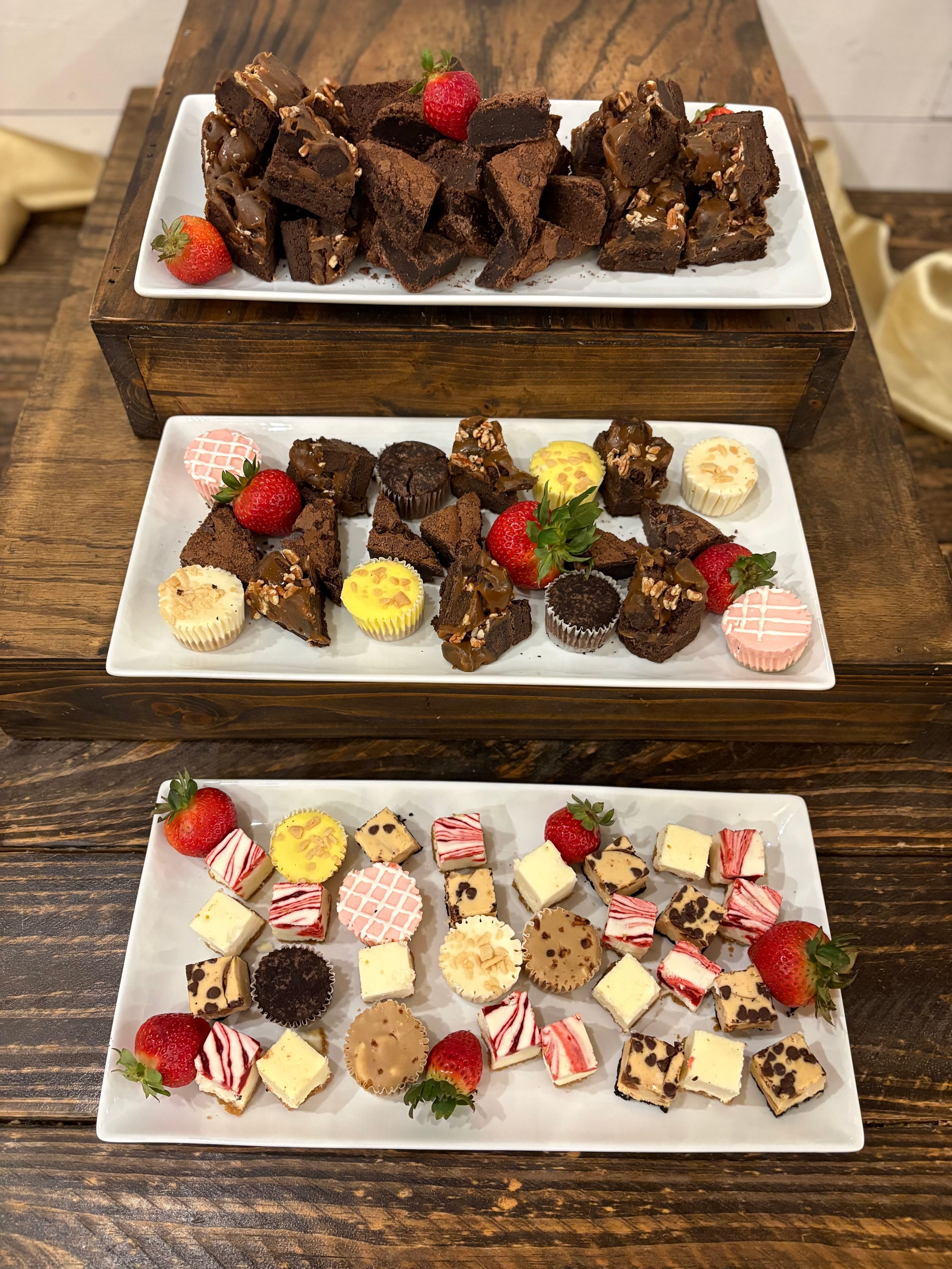Double Chocolate Brownies, Assorted Mini Cheesecakes