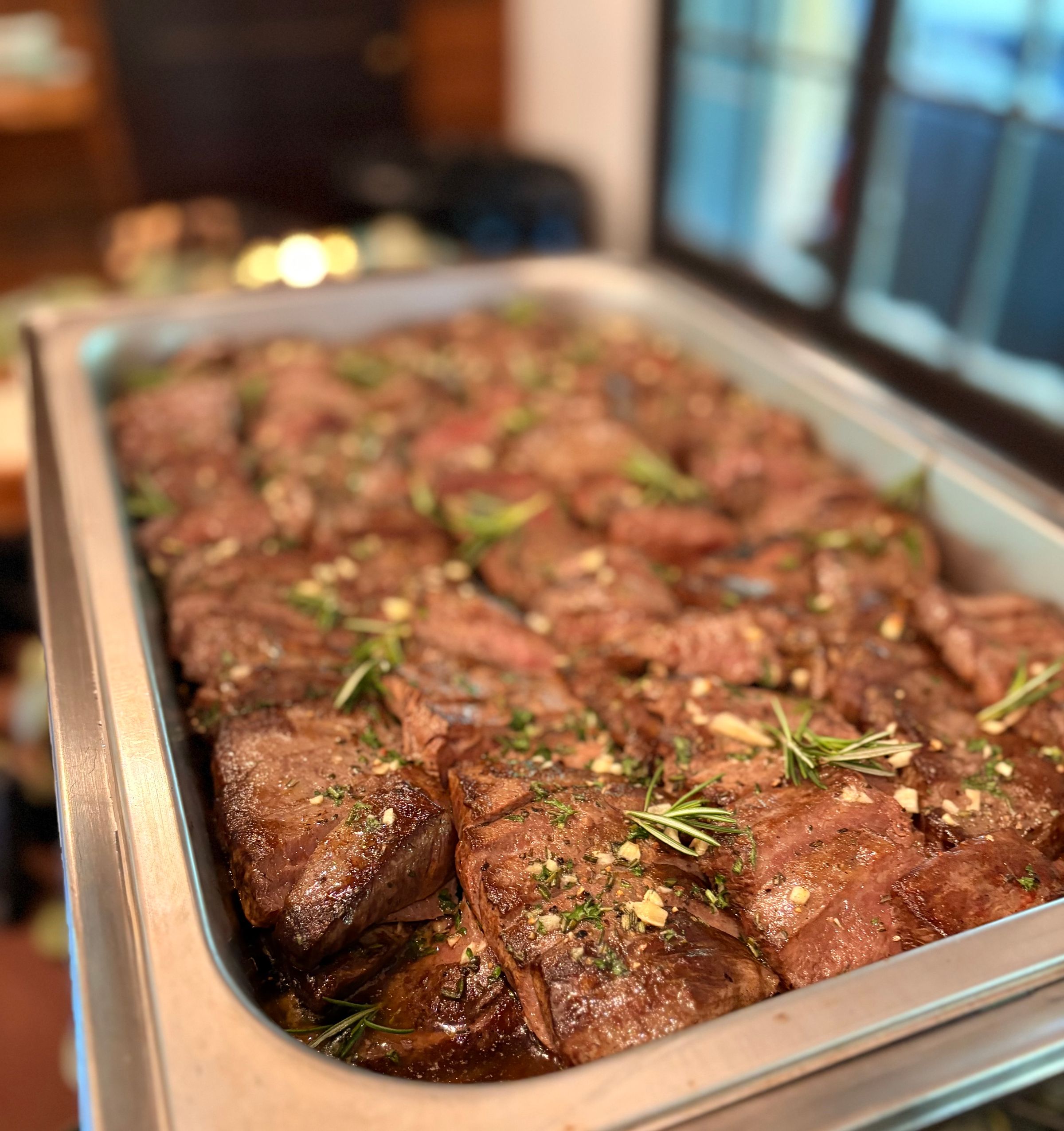 Flat Iron Steak with Herb Butter and Horseradish Cream