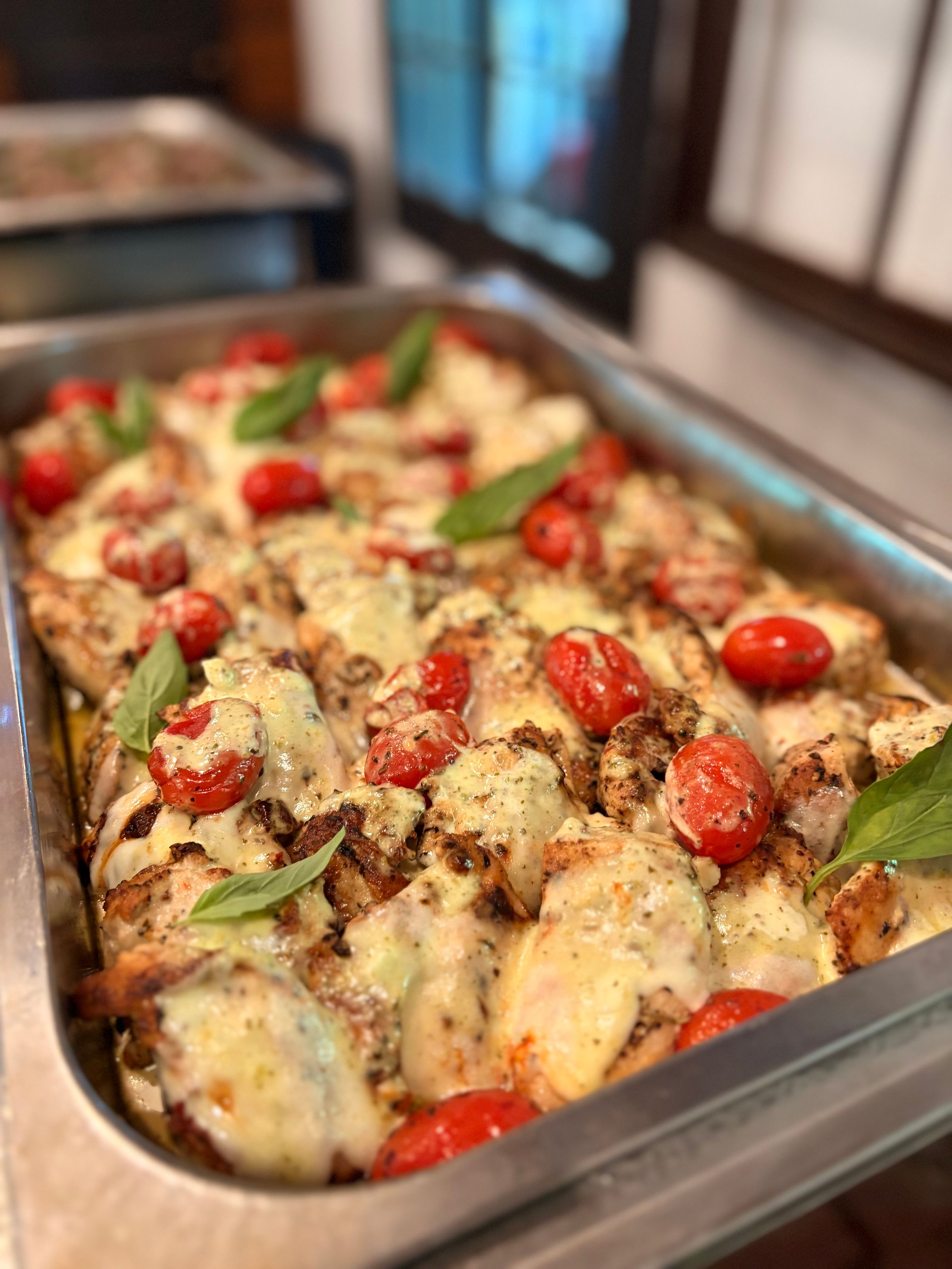 Chicken Caprese with Pesto Cream Sauce