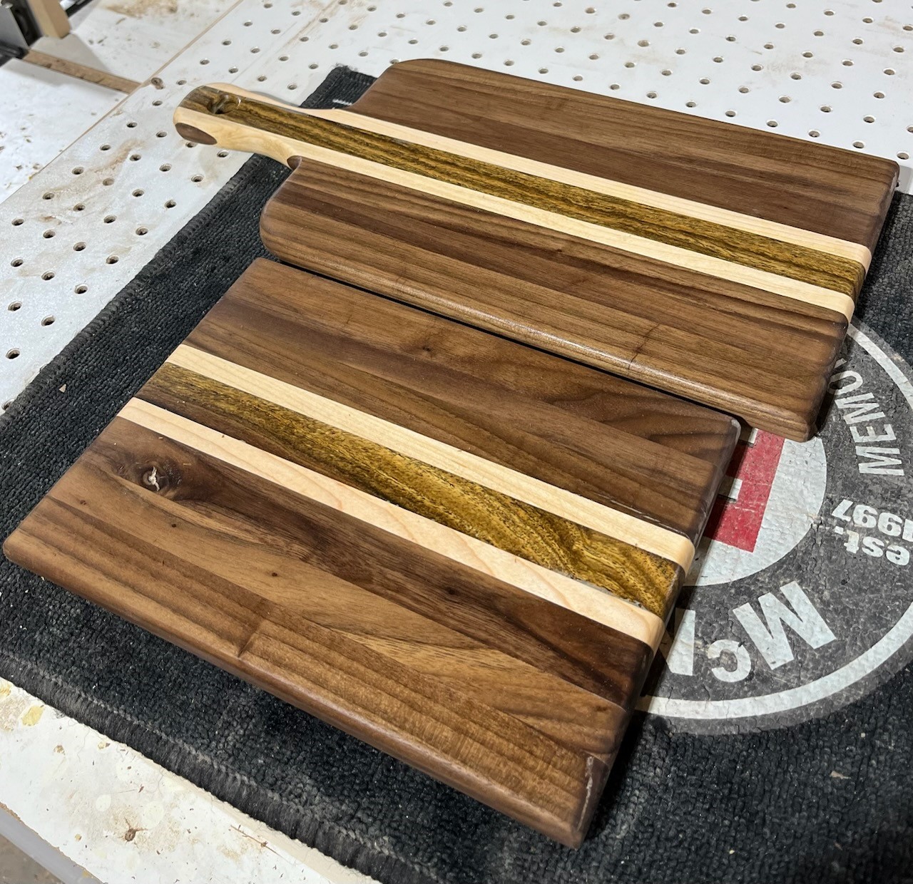 Long grain walnut Yellow Heart and Bacote