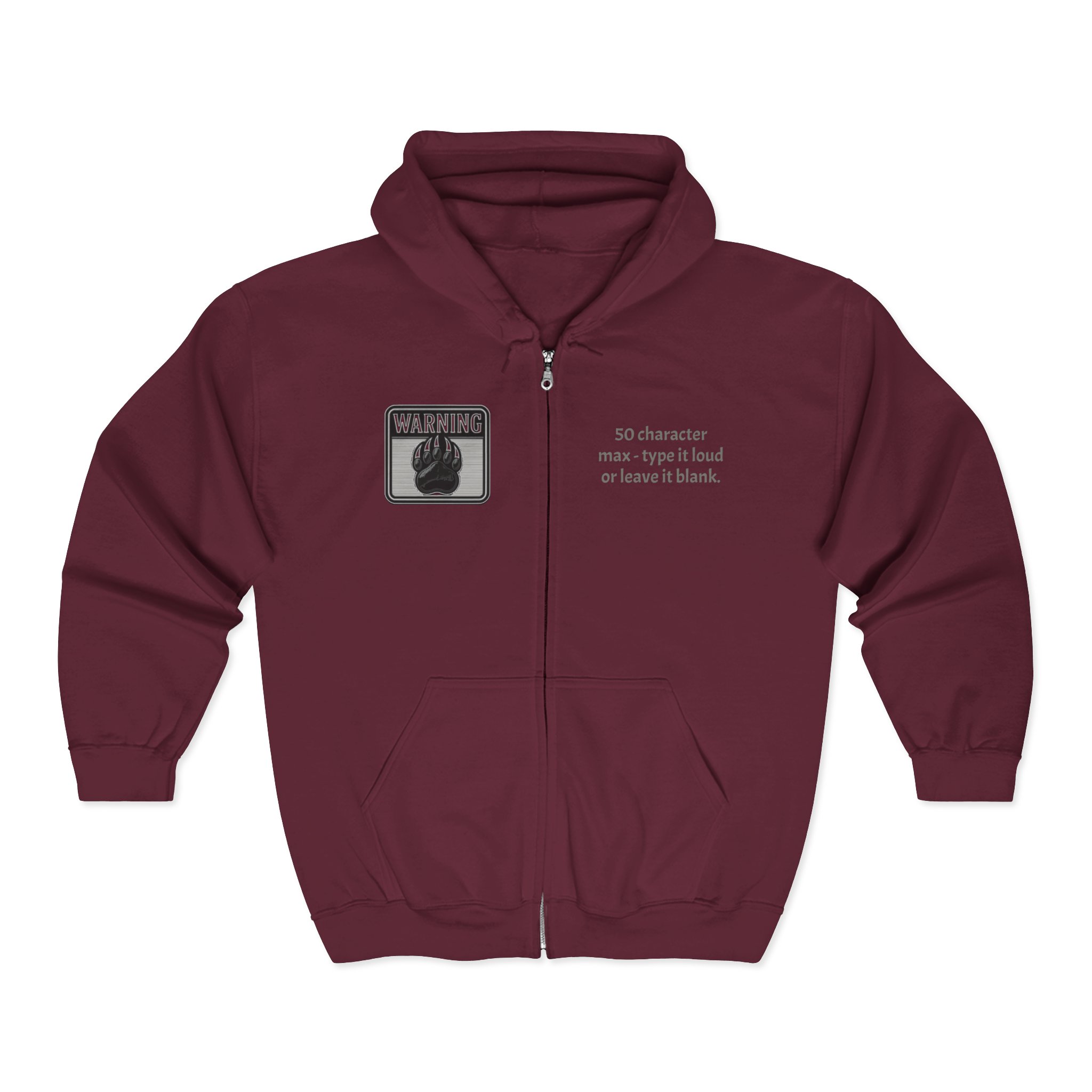 Warning! Grump Full Zip - Front Side