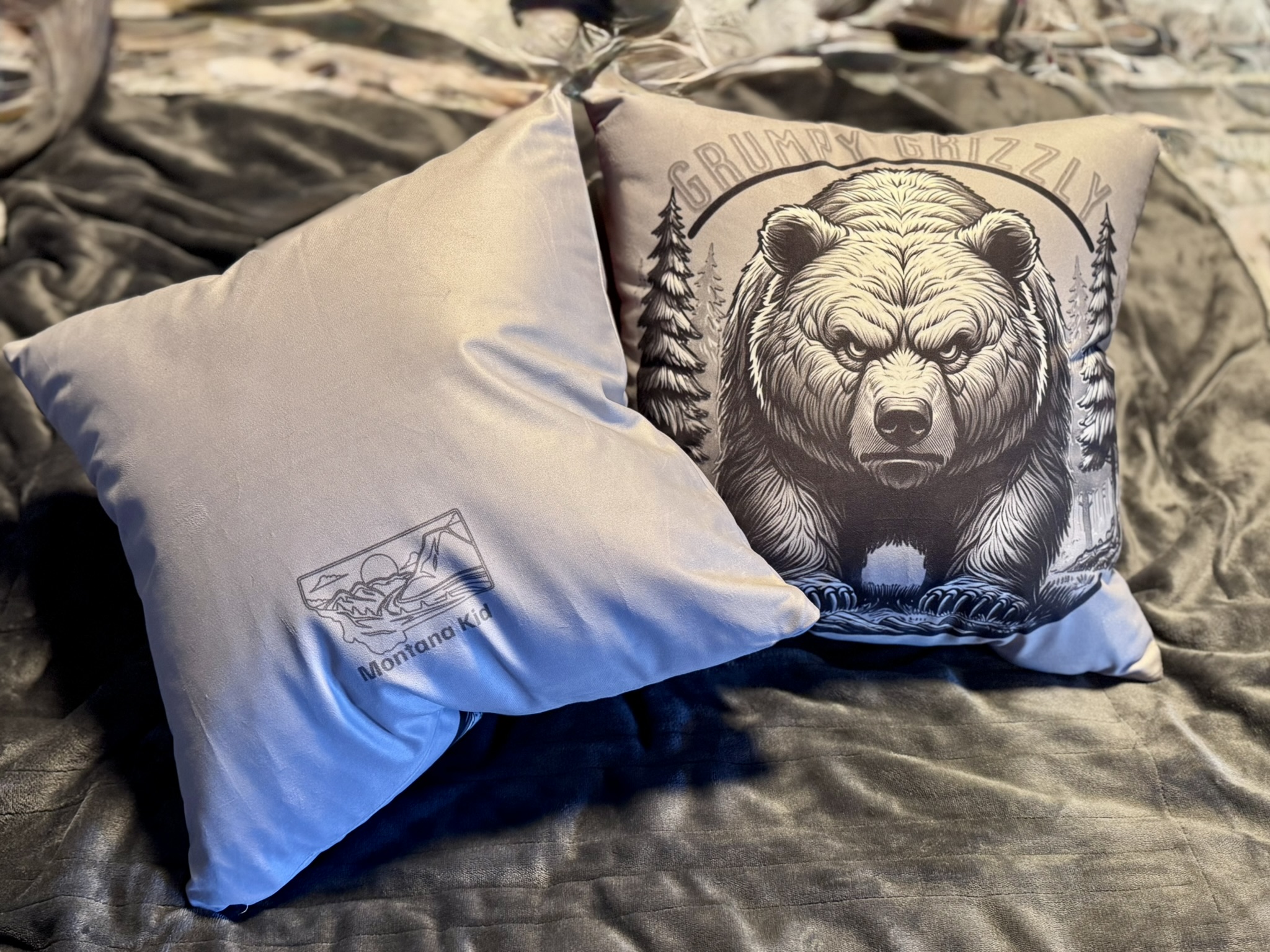 Grumpy Grizzly Throw Pillow