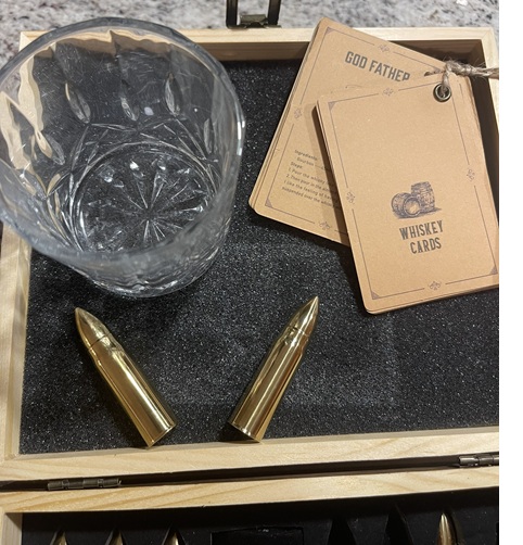 Golden-Bullet Stainless Steel Whiskey Stones & Glasses