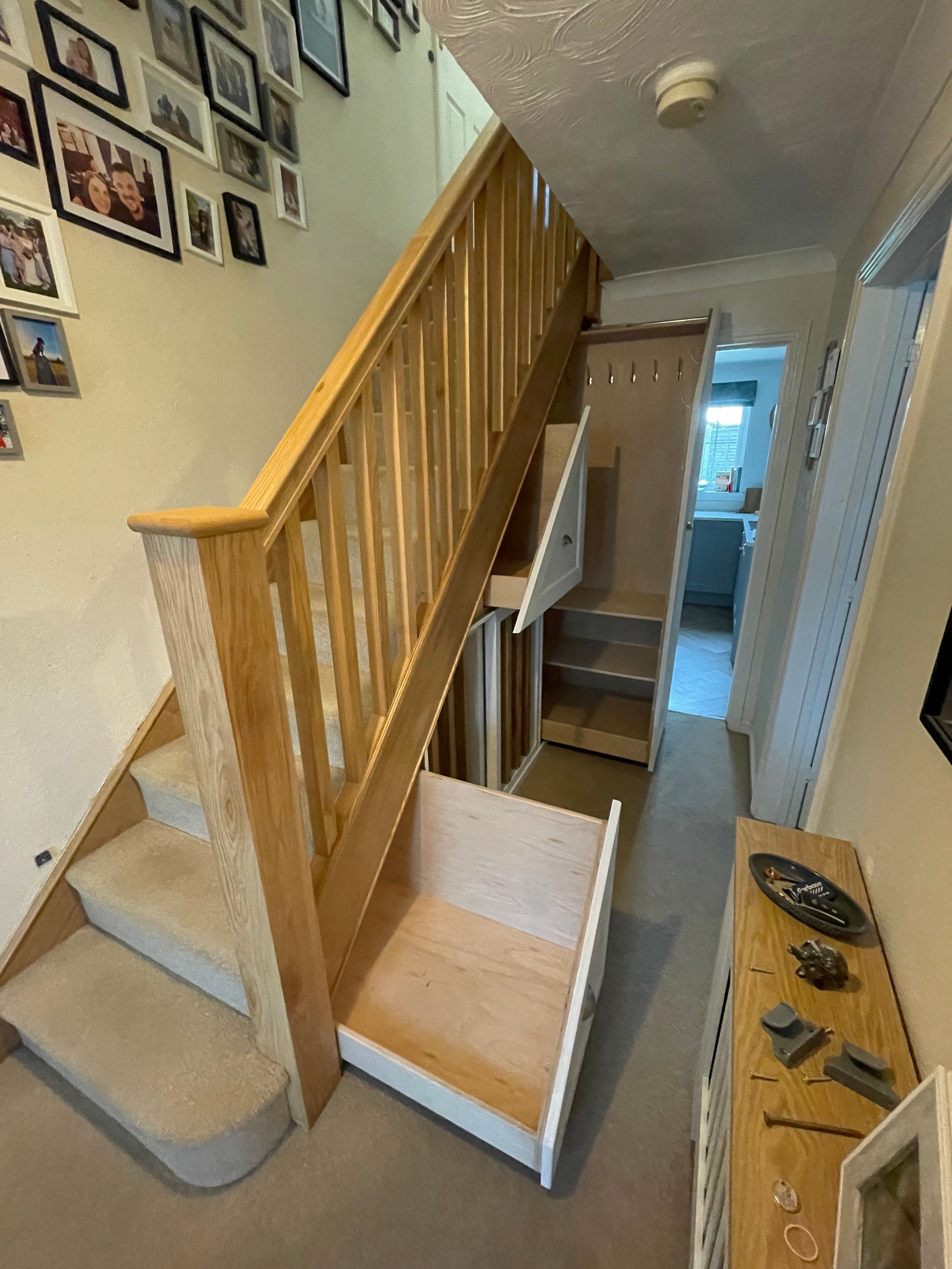 Part opened understair storage