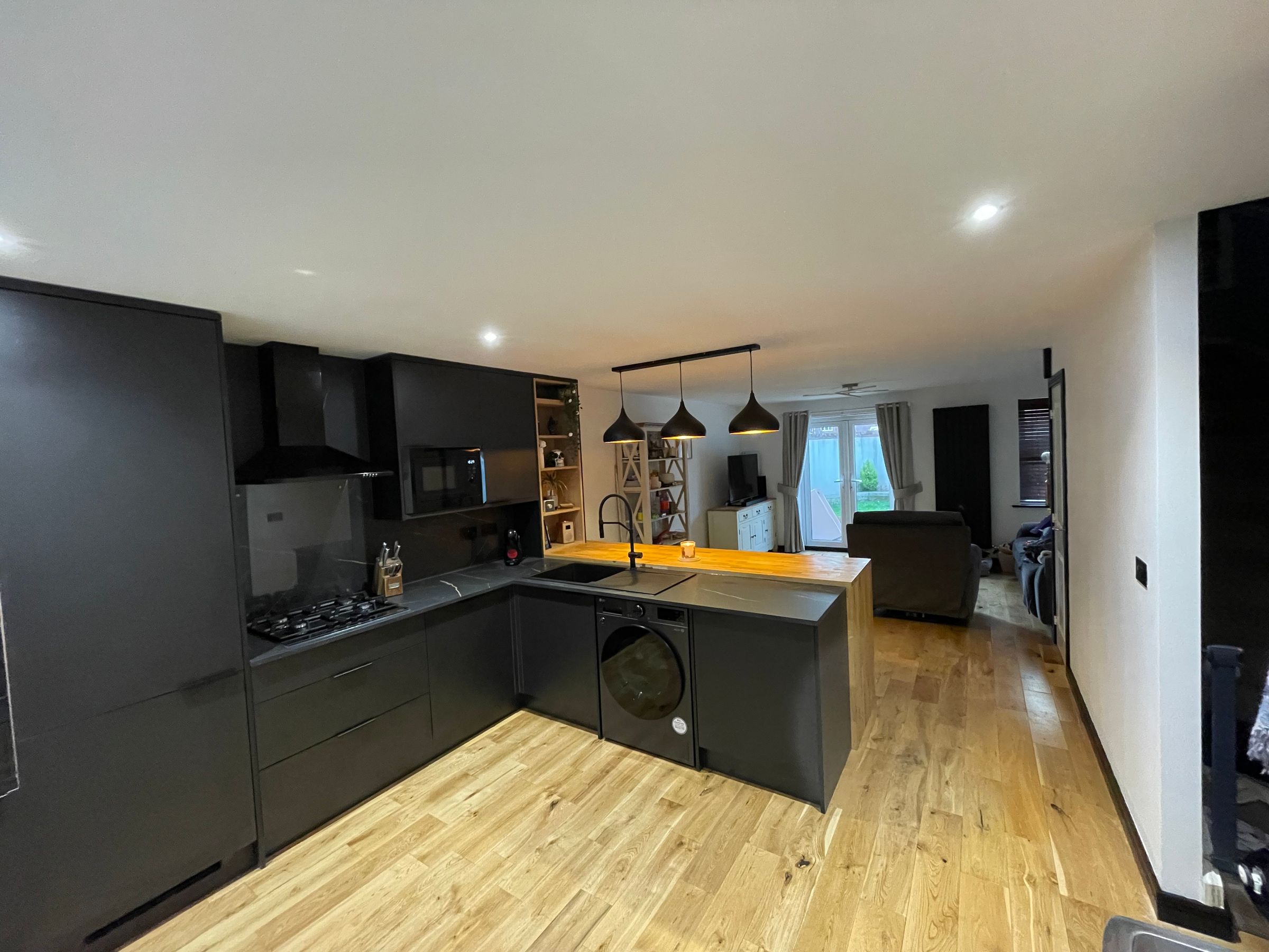 New kitchen with large peninsula 