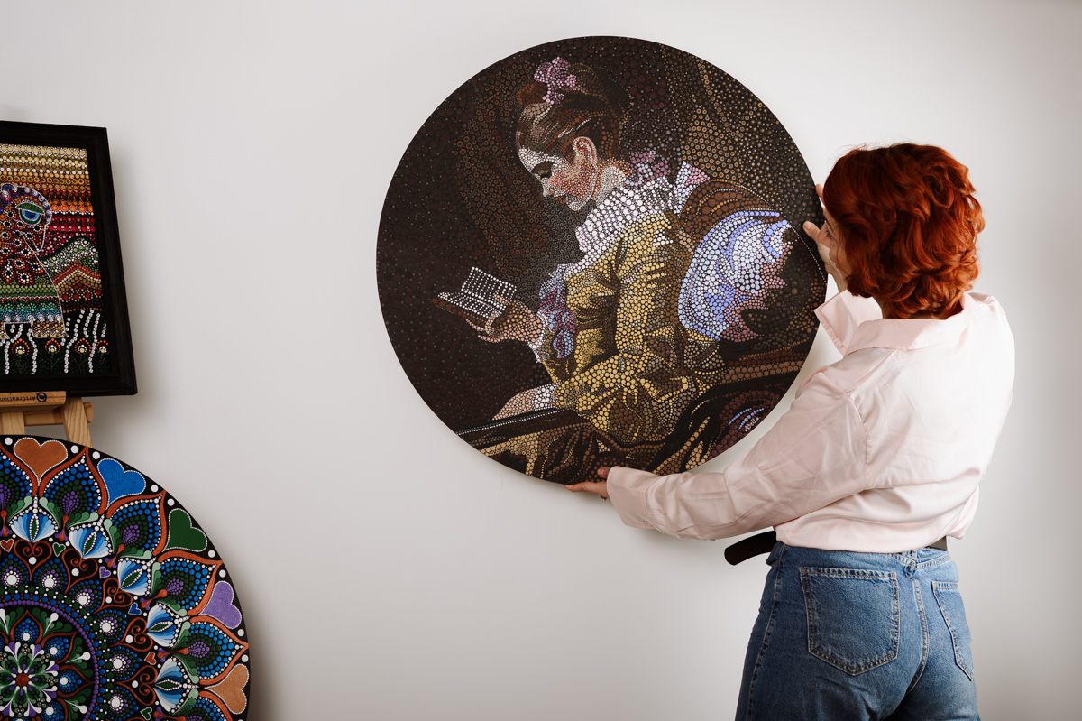 La liseuse,Fragonard Reimagined,Pointillism Reproduction