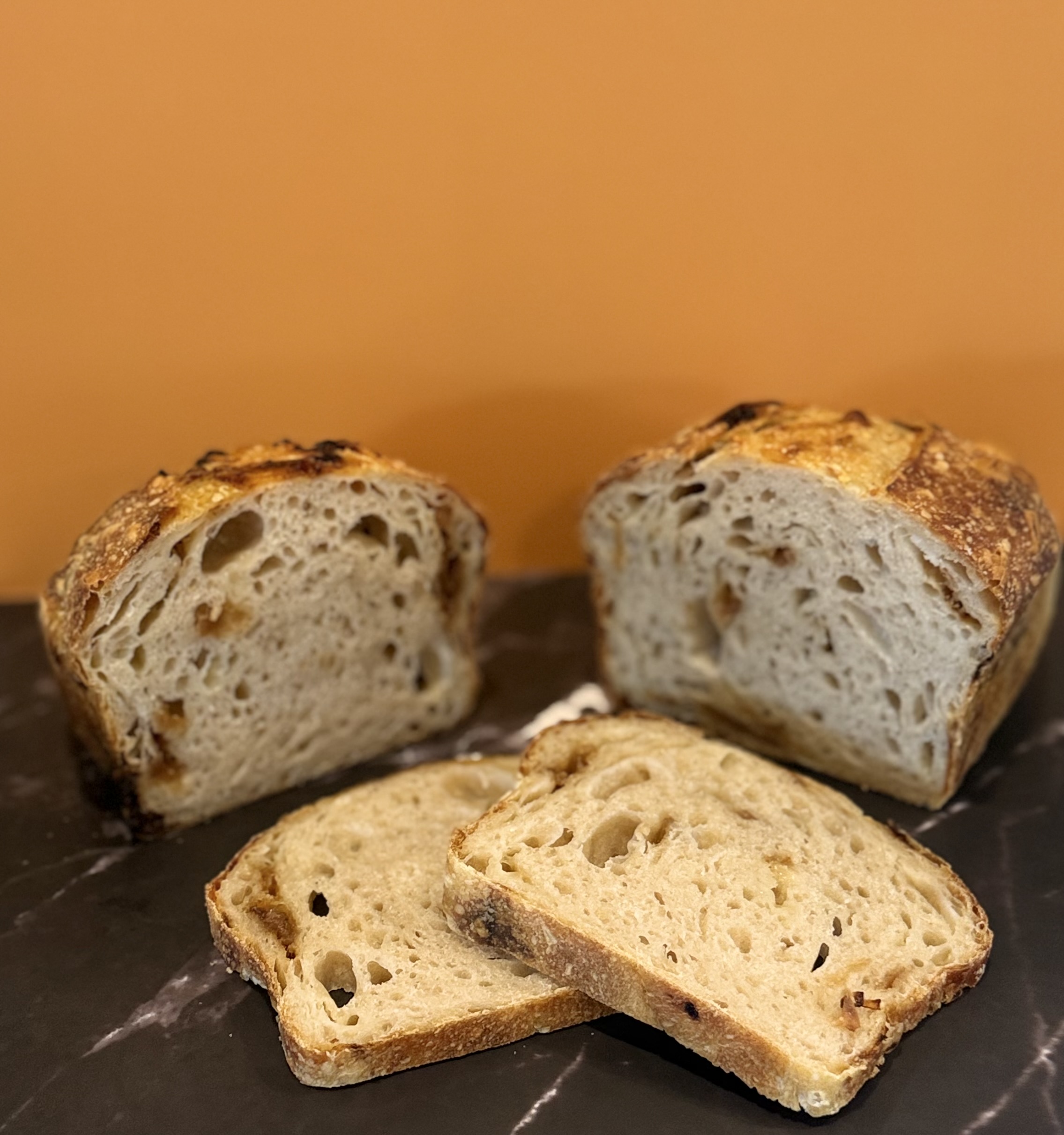 Caramelized onion and mozzarella sourdough