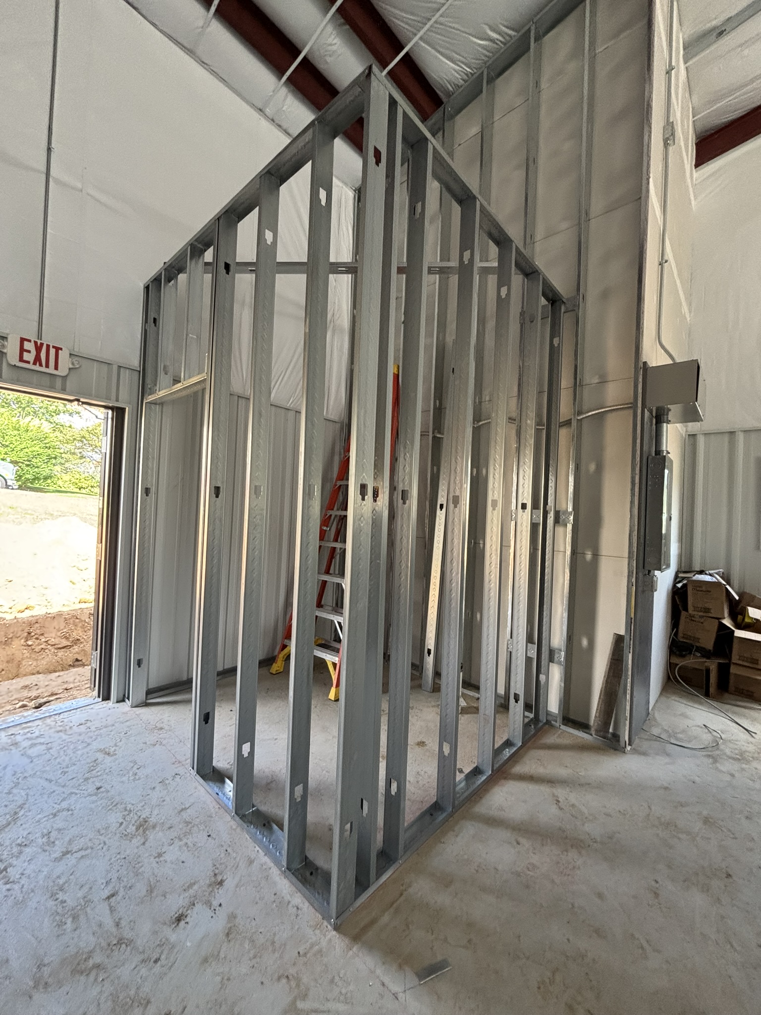 Bathroom with light gauge metal frame