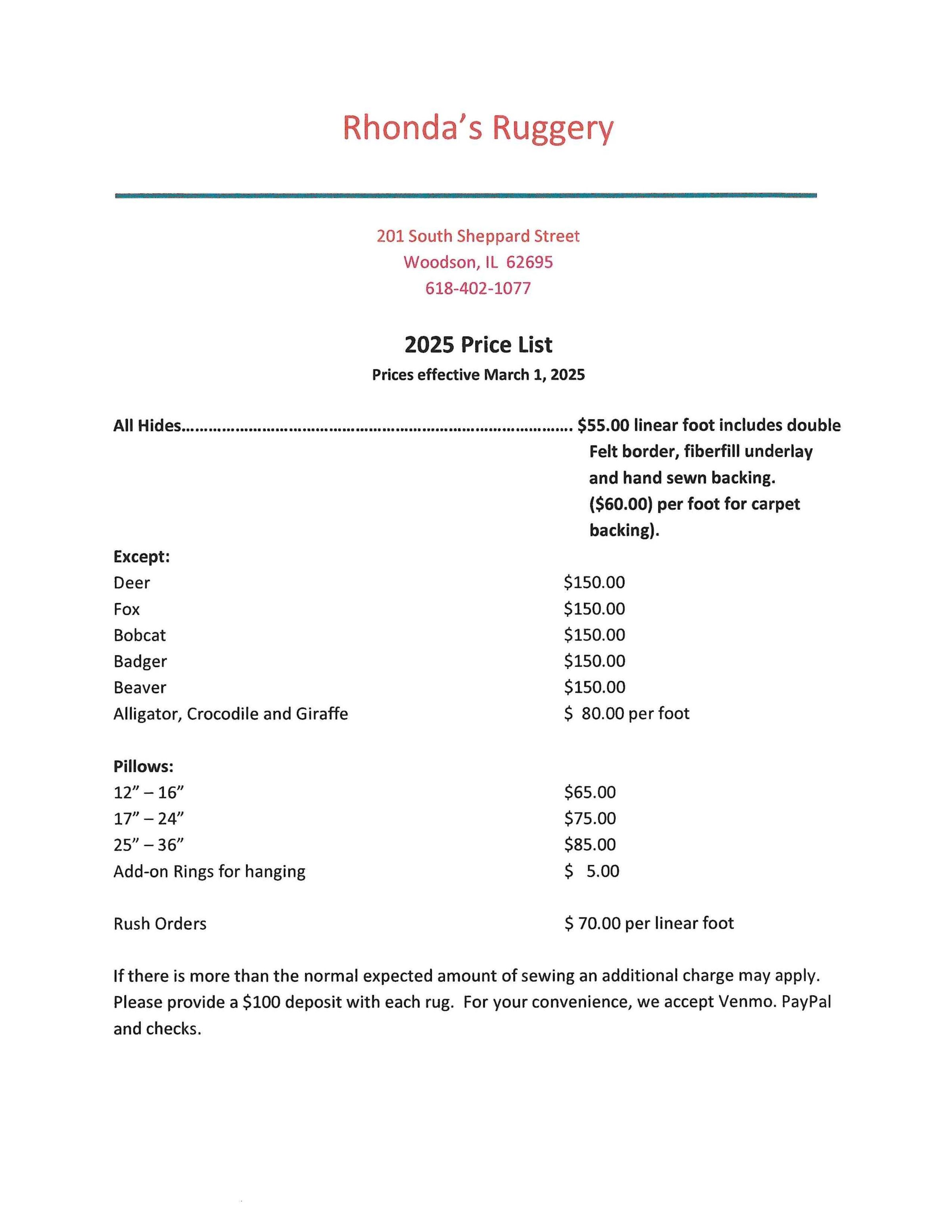 PRICE LIST