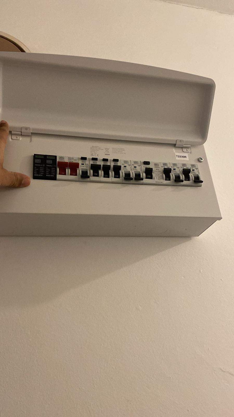 RCD board supplied and fitted in a domestic property by our certified Electricians 