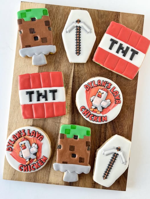 Minecraft lave chicken custom birthday cookies