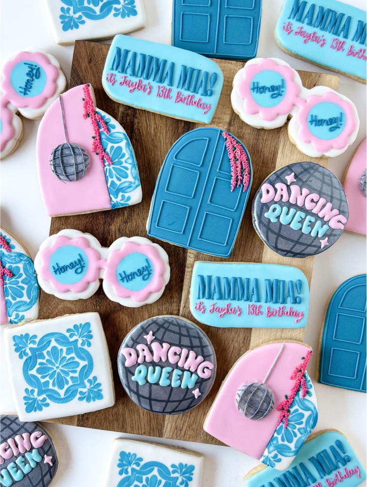 Mamma Mia birthday custom cookies